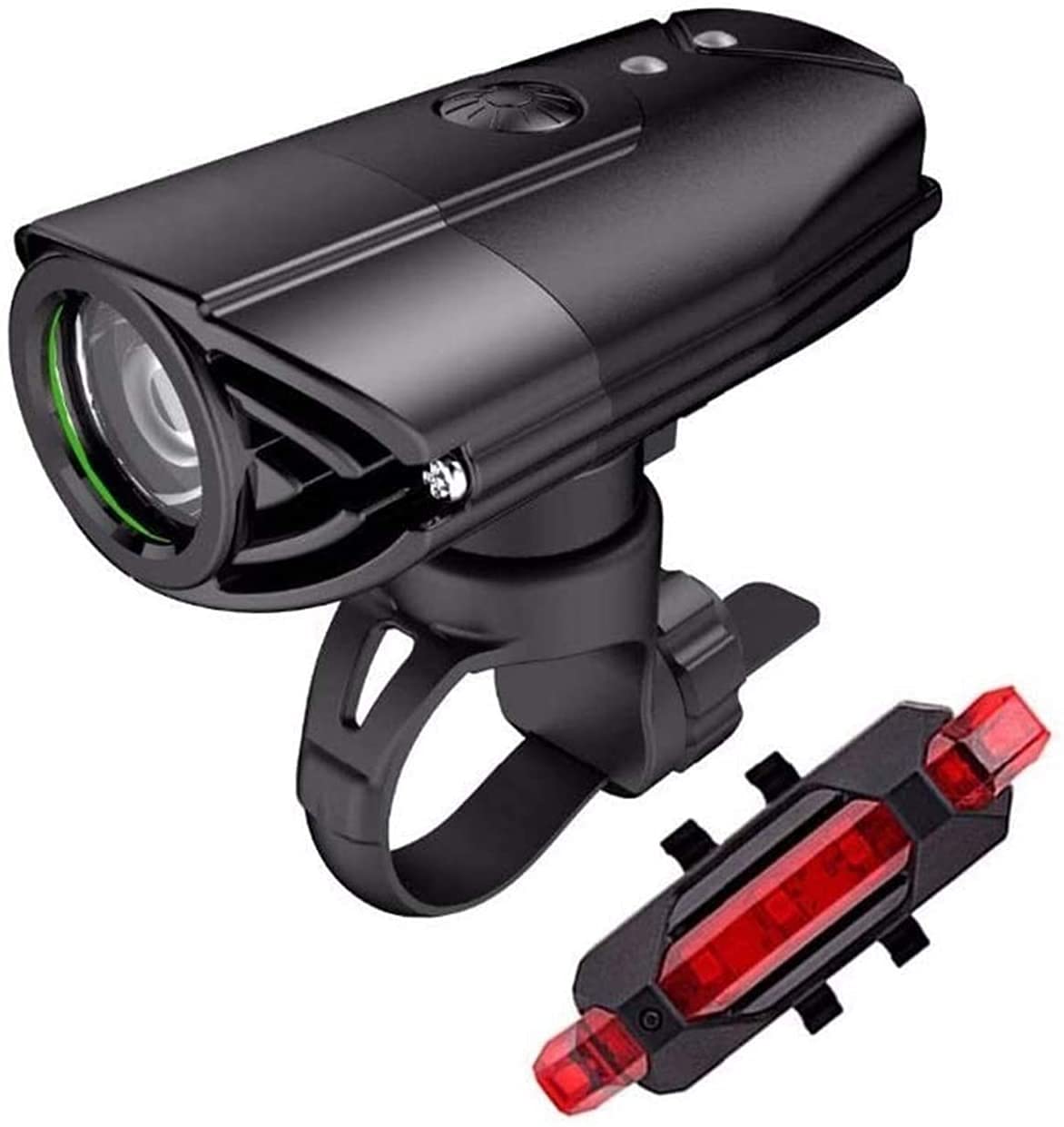 USB Rechargeable Bike Lights Set - Waterproof LED Front & Rear Bicycle Lights for Night Riding Safety - Cycling Accessories with Multiple Modes for Commuting, Mountain Biking & Road Cycling - Black