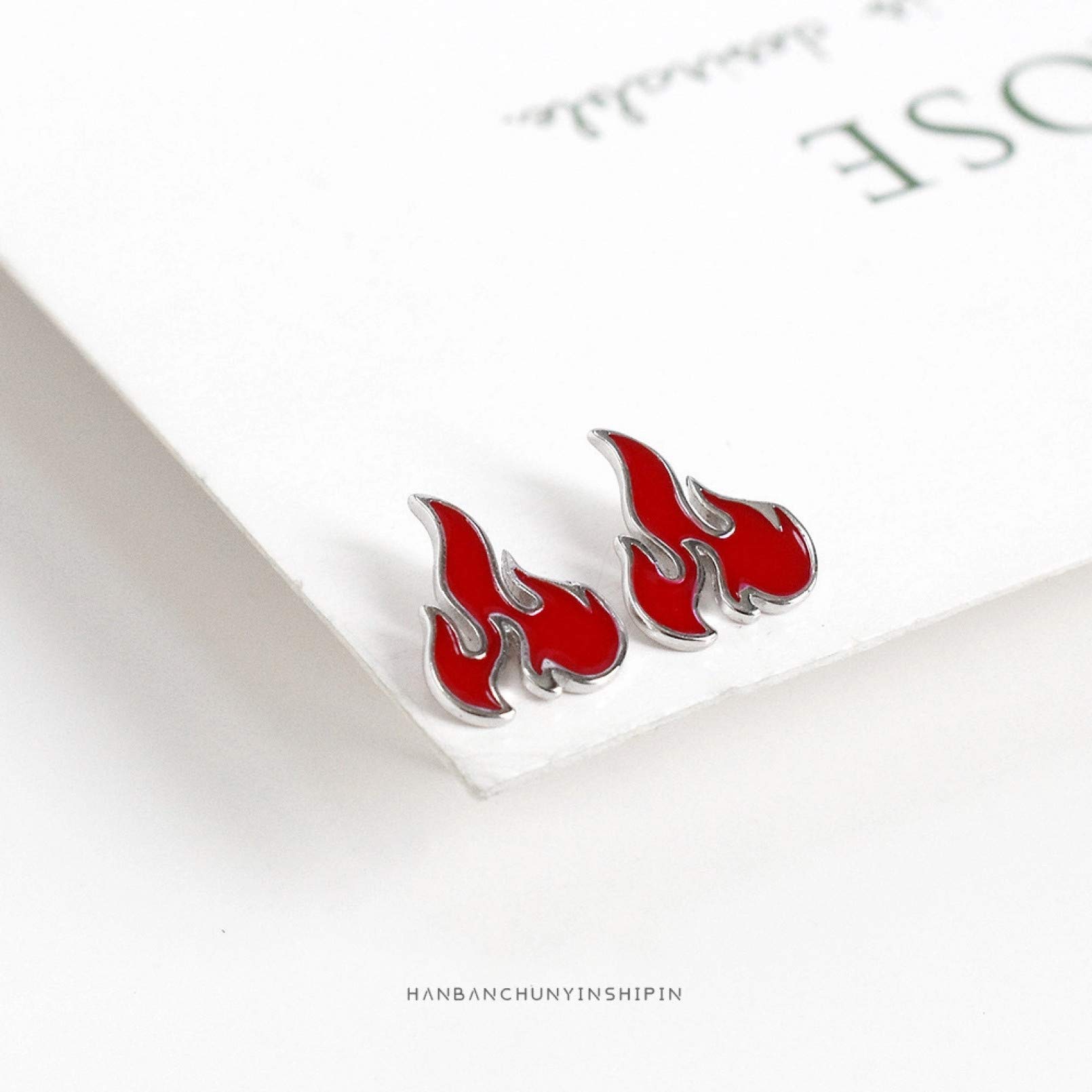 925 Sterling Silver Red Flame Stud Earrings for Women - Fashion Charm Jewelry S925 Da1257 - Perfect for Wedding, Party & Everyday Wear