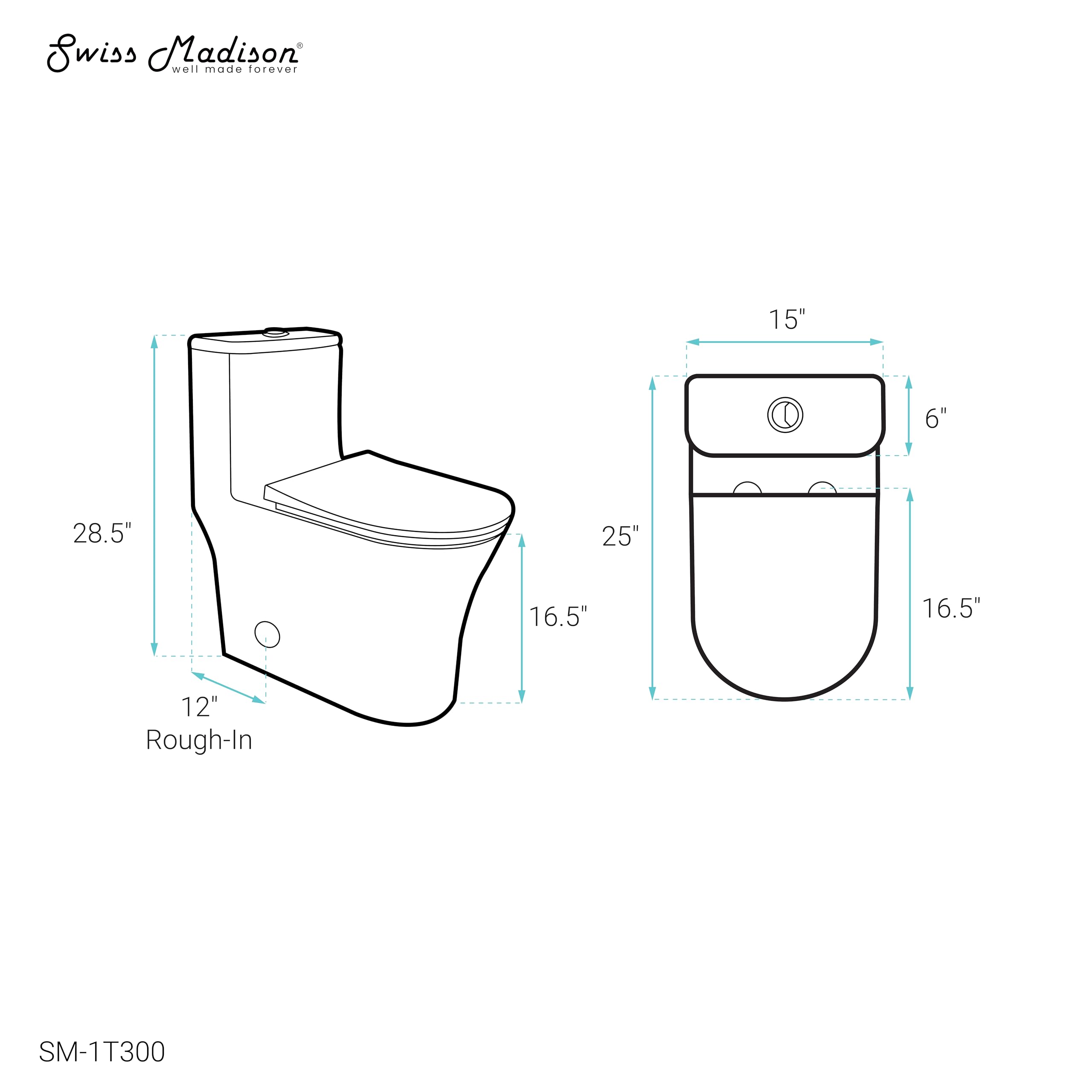 Swiss Madison Cascade One Piece Toilet - Modern ADA Compliant Elongated Dual Flush 1.1/1.6 GPF Bathroom Toilet in Glossy White | Perfect for Small Bathrooms, Master Suites & Commercial Spaces