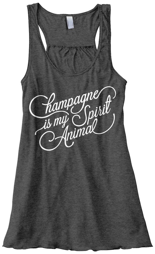 Threadrock Women's Flowy Racerback Tank Top - Champagne is My Spirit Animal - Soft & Comfortable Summer Casual Wear for Yoga, Beach & Everyday Outfits