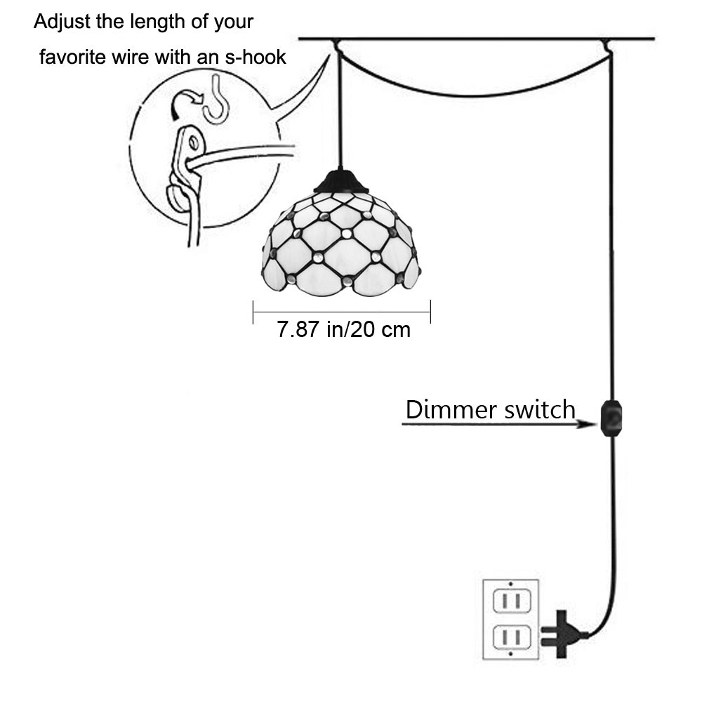 Dimmable Plug-in Crystal Chandelier Mini Pendant Light with 15ft Cord & On/Off Switch - Perfect for Bedroom, Kitchen Island, or Dining Room Decor (Bulb Not Included)