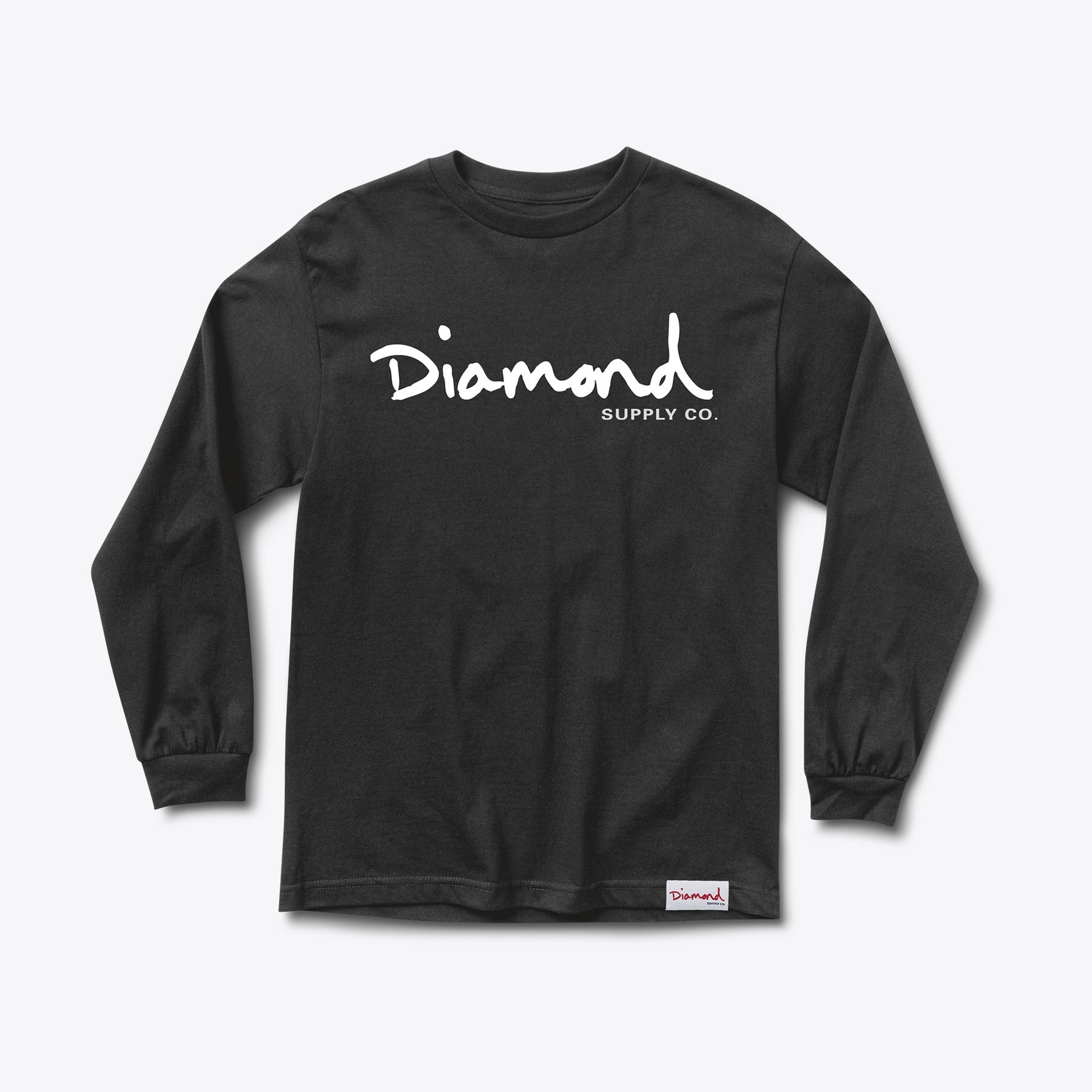 Diamond OG Script Long Sleeve T-Shirt for Men - Black | Trendy Streetwear & Casual Wear for Everyday Outfits
