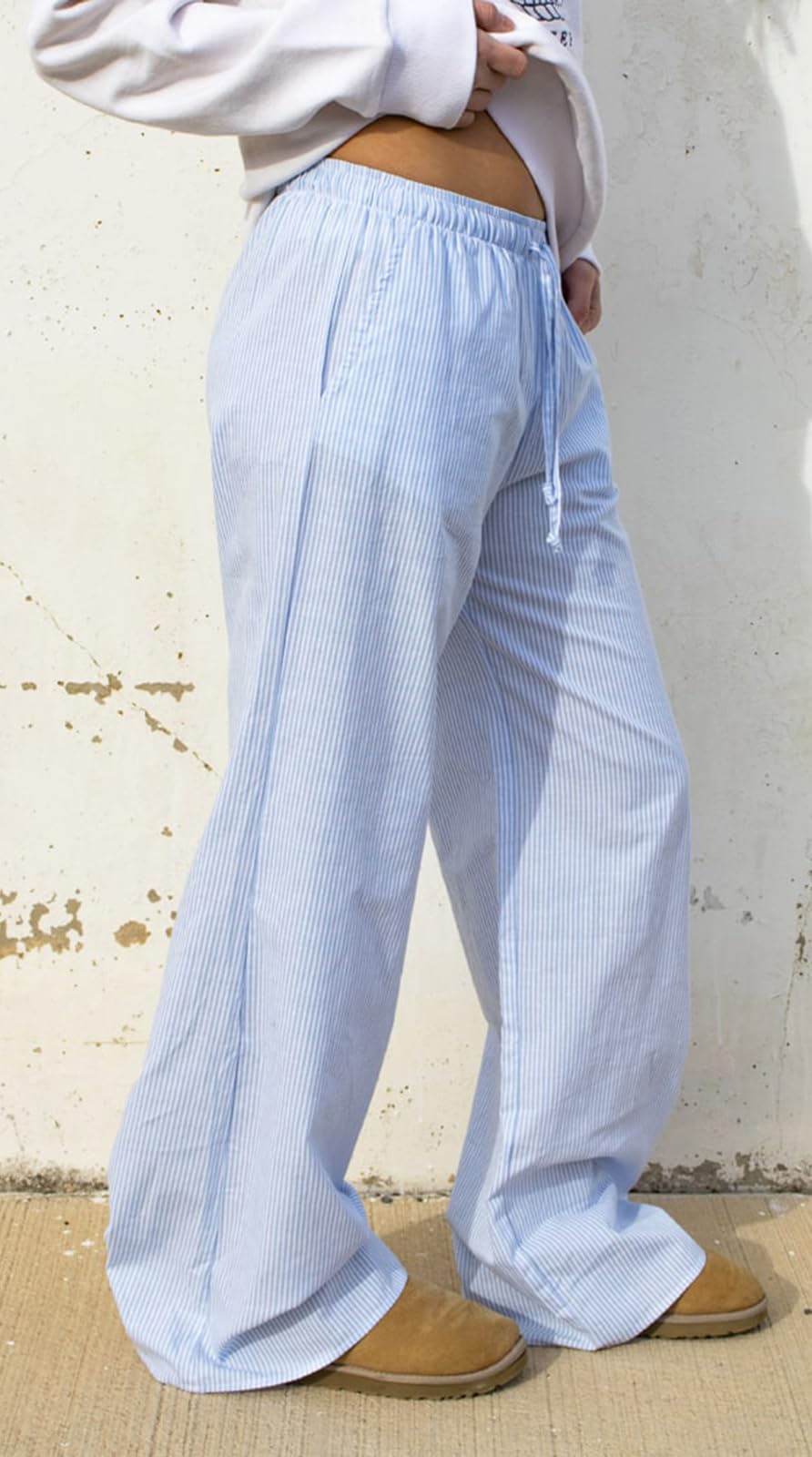 Women's Striped Lounge Pants - Wide Leg Comfy Drawstring Pajama Pants for Casual Wear, Loose Fit with Pockets - Perfect for Home Relaxing, Yoga, and Running Errands