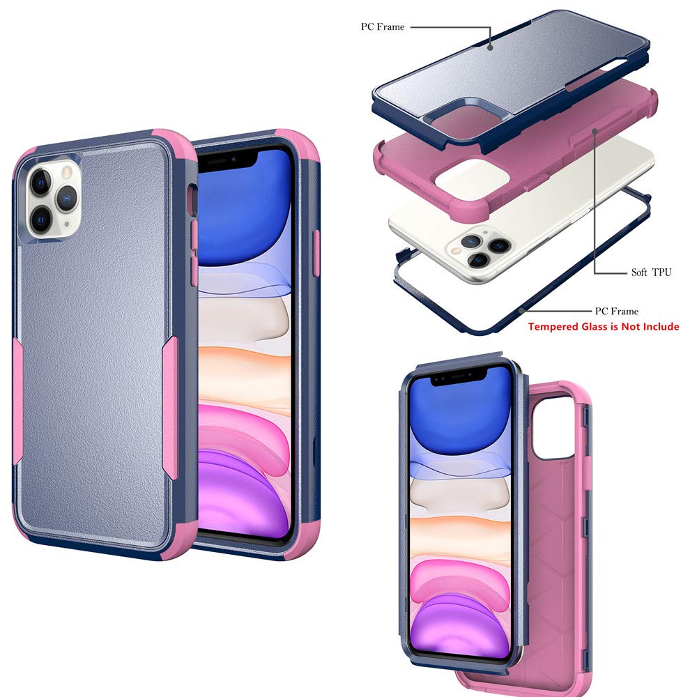 Shockproof Heavy Duty Armor Case for iPhone 12 Pro Max - 3 Layer Protective Rugged Cover with Cute Blue & Pink Design | Perfect for Outdoor Activities, Work & Travel Protection