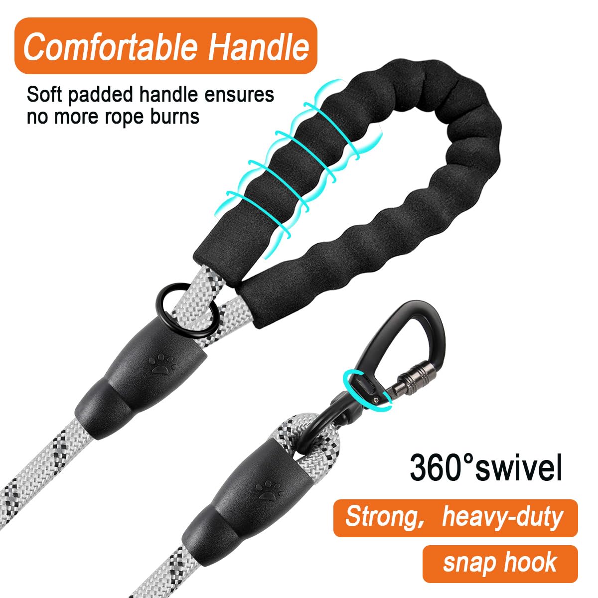 **BARKBAY Heavy Duty Dog Leash 2 Pack - 5FT Reflective Leashes with Padded Handle for Large & Medium Dogs - Walking, Training, Running - Durable & Comfortable (Gray + Black)**    *Perfect for Daily Walks, Jogging, or Outdoor Adventures with Your Pet!*