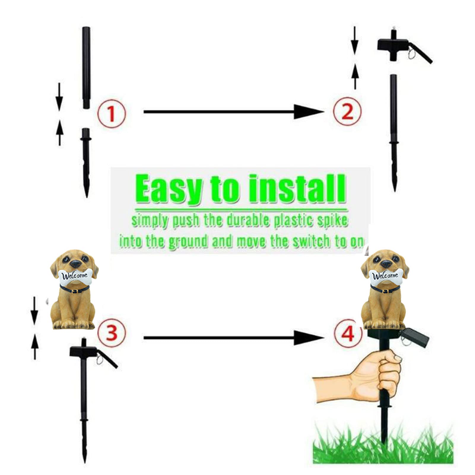Solar Powered Cartoon Dog Welcome Sign - Outdoor Decorative Landscape Lights for Garden, Yard, Patio & Pathway | Perfect for Nighttime Illumination & Home Decor