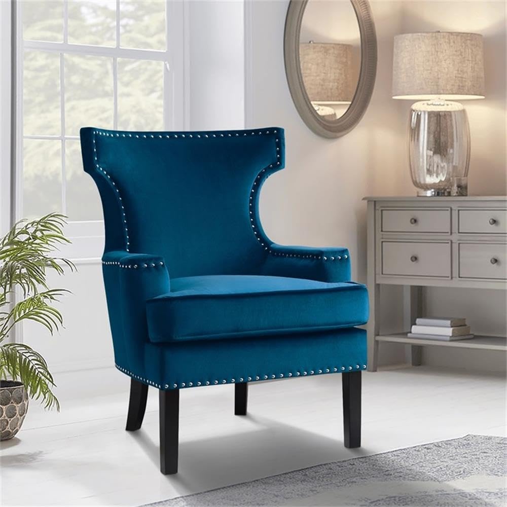 Homelegance Jacinta Velvet Accent Chair - Navy Blue Upholstered Living Room Chair for Home Decor, Bedroom Seating & Office Furniture