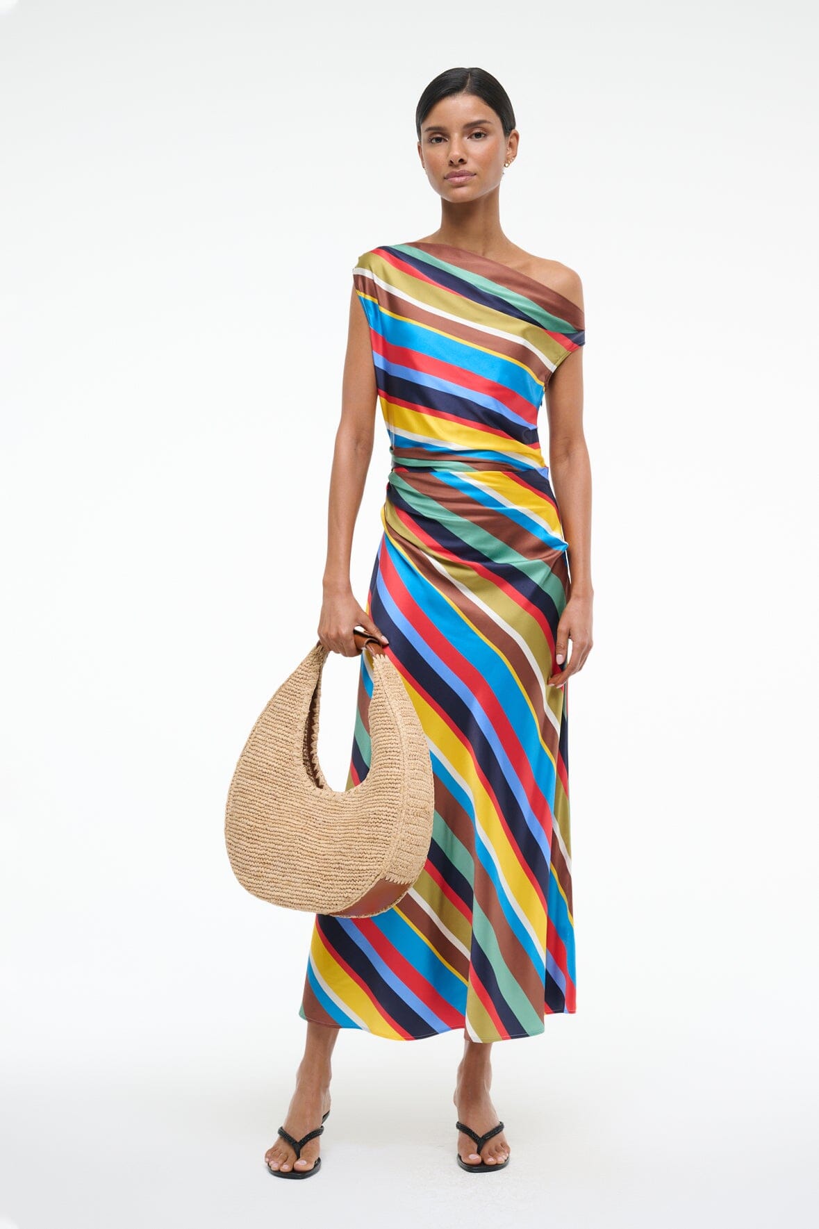PHARE SILK DRESS | MARKET STRIPE - Elegant Silk Dress for Women, Perfect for Summer Parties, Weddings & Special Occasions