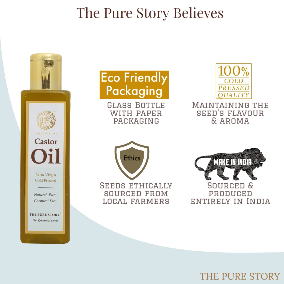 Pure Cold Pressed Castor Oil for Hair Growth & Skin Care - 100% Natural, Unrefined, Hexane-Free - Promotes Healthy Hair, Eyelashes & Eyebrows - Ideal for Dry Skin, Scalp Massage & DIY Beauty Treatments (200ml) - Perfect for Daily Hair Care & Natural Skincare Routine