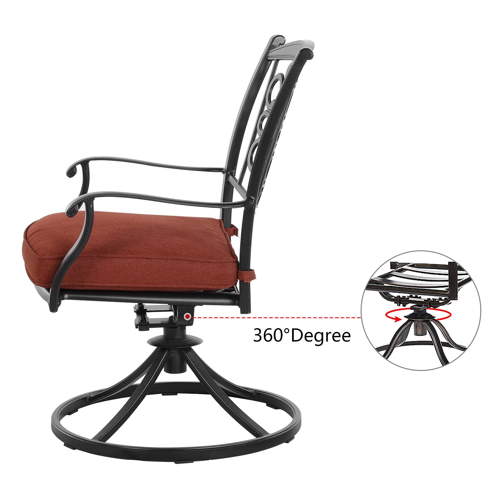 2-Piece Patio Swivel Dining Chair Set - All-Weather Aluminum Outdoor Rocking Bistro Chairs with Thick Cushions - Perfect for Garden, Backyard, Poolside & Restaurant Outdoor Seating