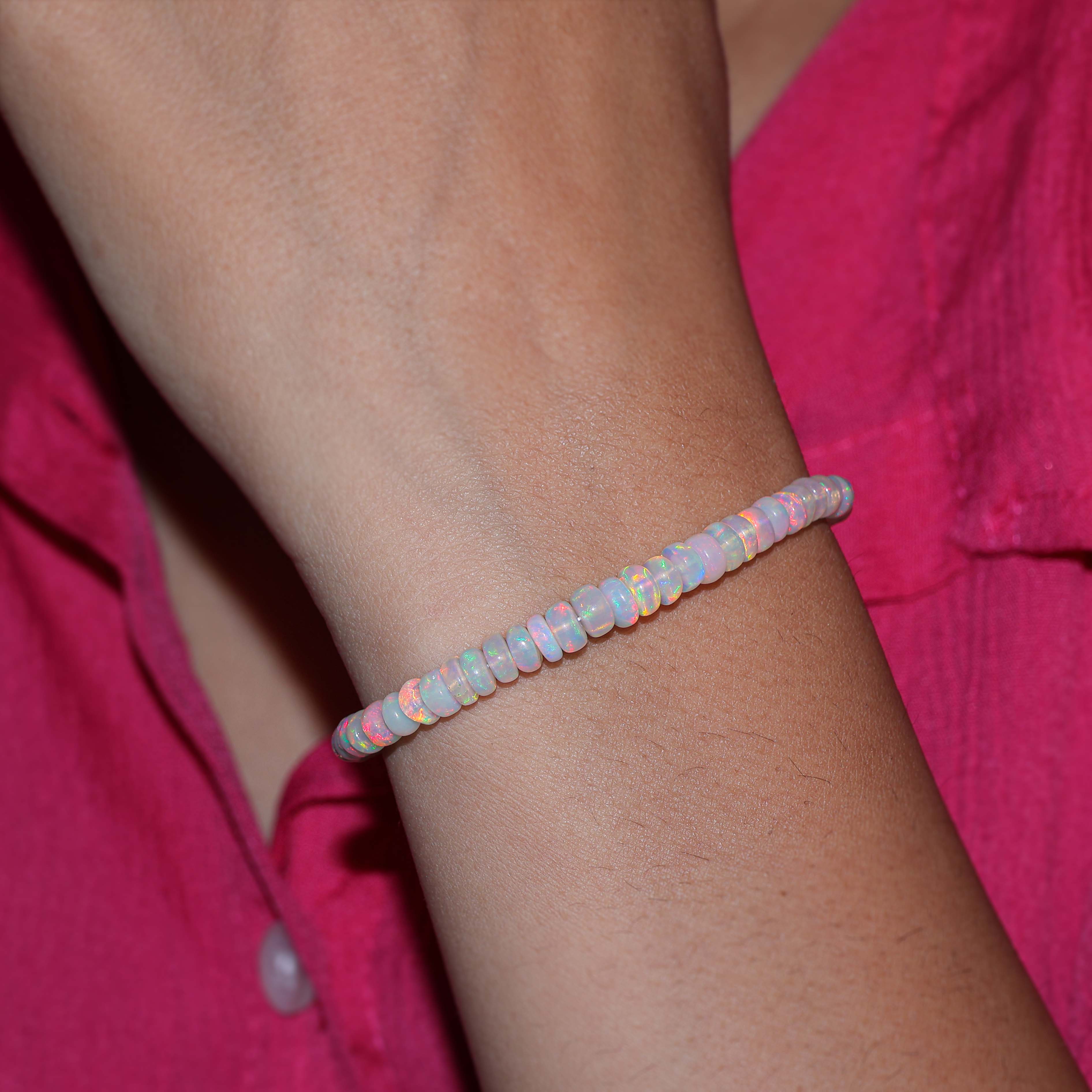 Elegant Smooth Gold Filled White Opal Beads Bracelet for Women - Perfect for Wedding, Party & Everyday Wear