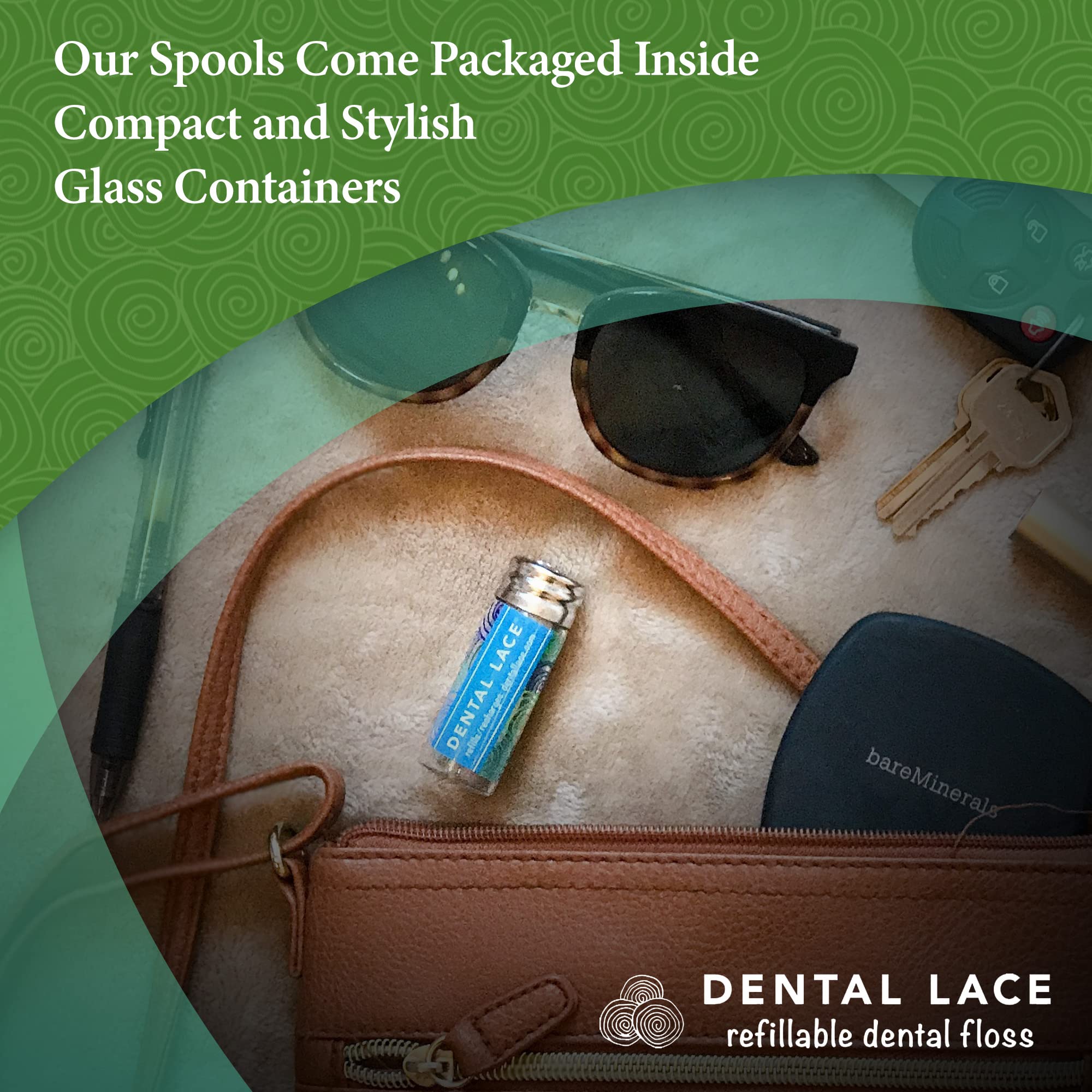 PFAS-Free Woven PTFE Dental Floss | 100% Natural Silk Floss with Mint Flavor | Refillable Floss Holder with 1 Spool + 1 Refill | Eco-Friendly Recyclable Packaging | Perfect for Travel & Daily Oral Care