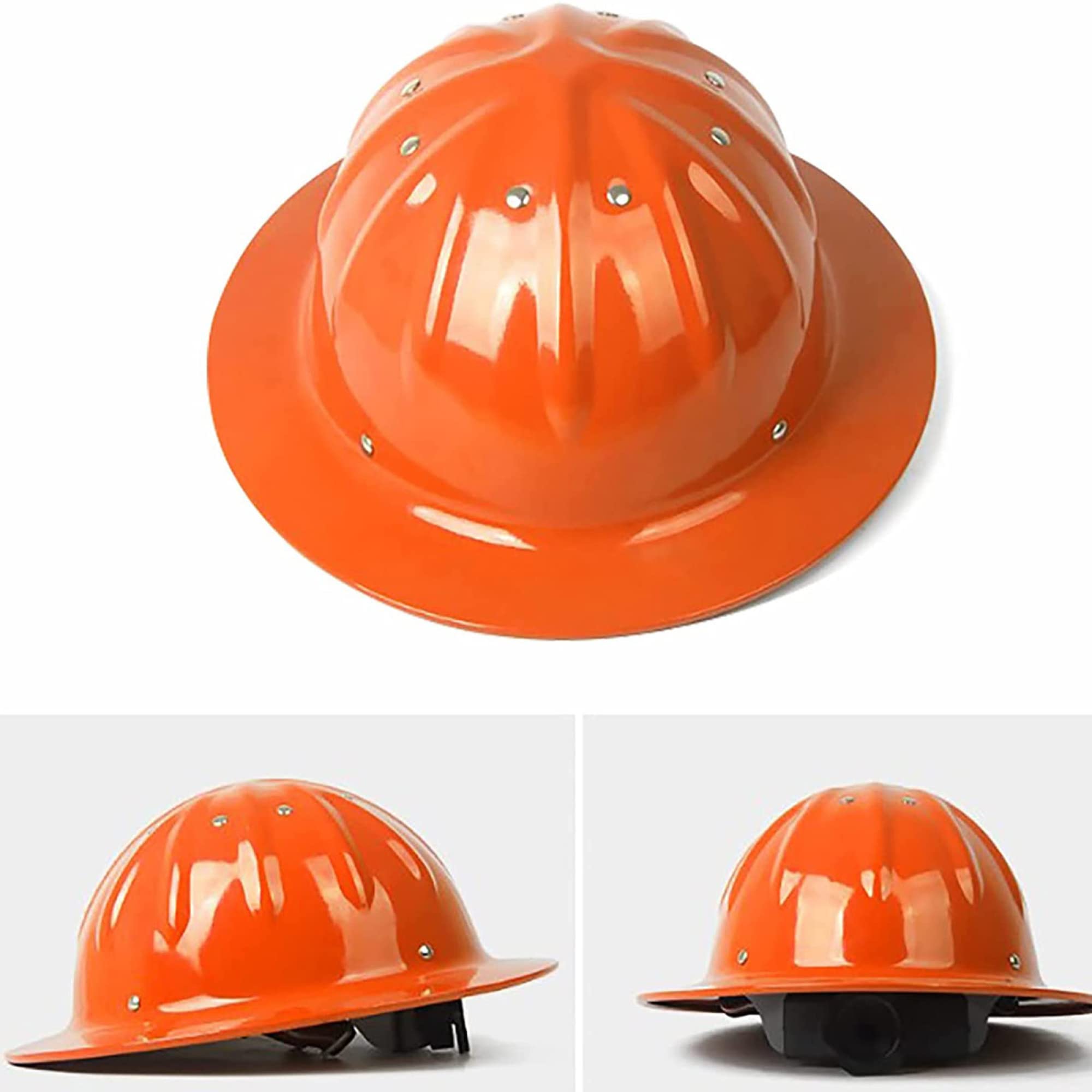 LINGSHUN Full Brim Hard Hat - ANSI Certified Aluminum Alloy Safety Helmet with 4-Point Ratchet Suspension & Ventilation | Durable Construction Helmet for Construction Workers, Electricians & Industrial Safety Use