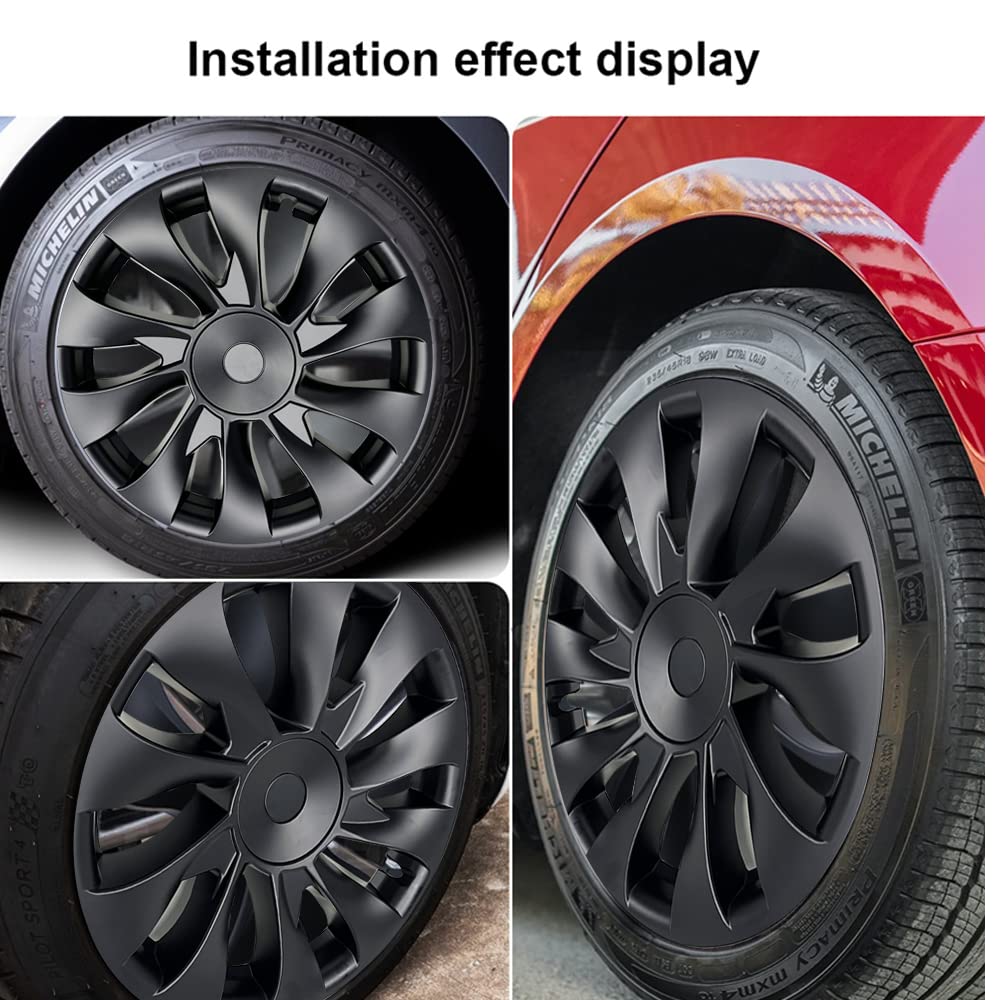 Tesla Model 3 Wheel Covers 18 Inch - Induction Style Hubcaps for 2017-2023 Tesla Model 3 | Premium Alloy Wheel Protection & Stylish Upgrade for Daily Commute & Road Trips