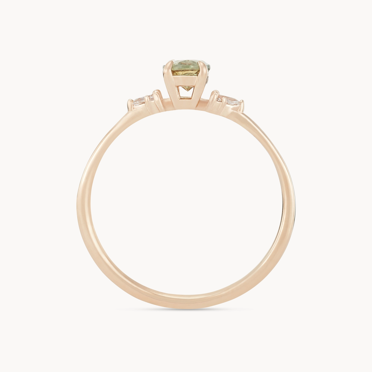Unique 14K Yellow Gold Ring with Green Sapphire - Handcrafted One-of-a-Kind Jewelry for Engagement, Anniversary & Special Occasions