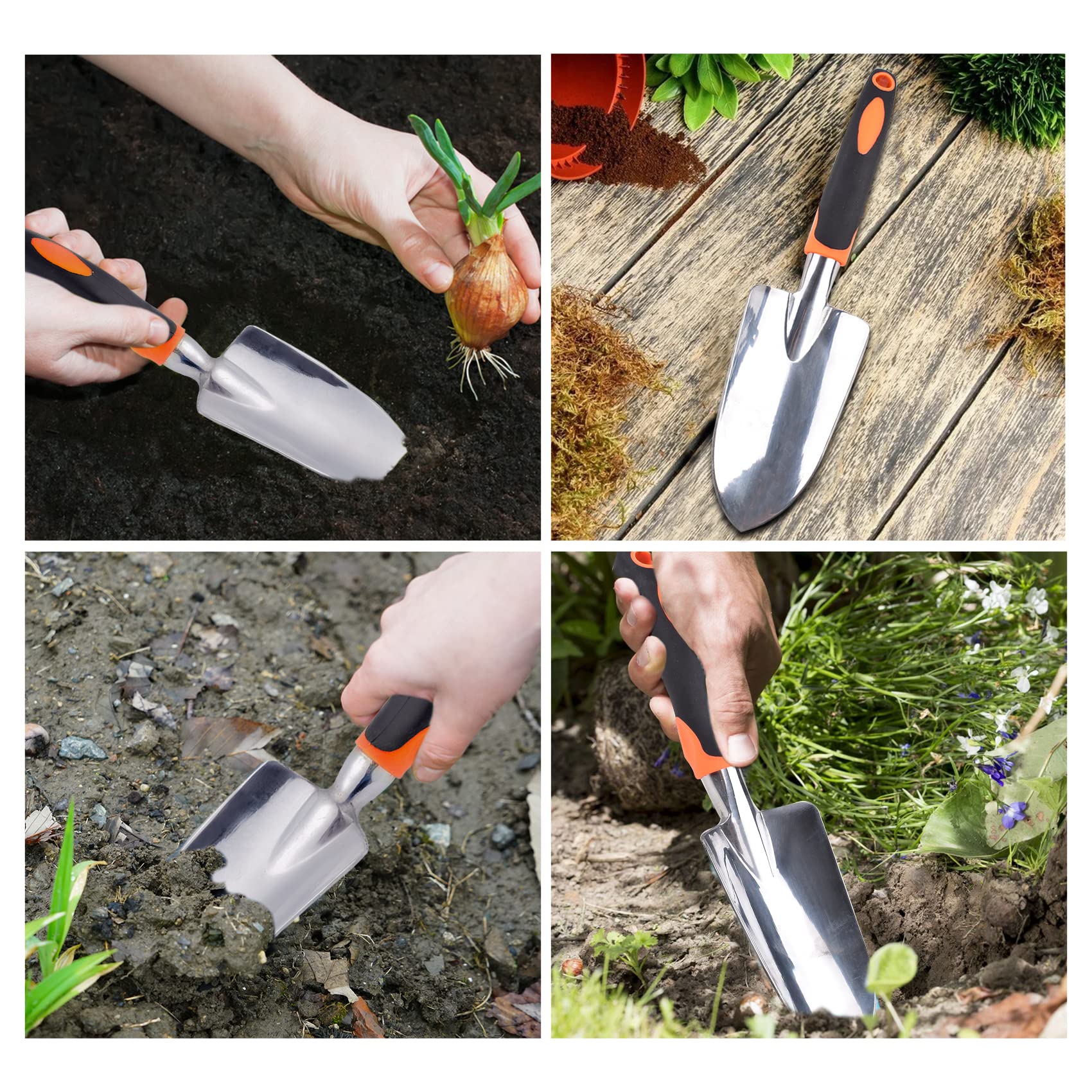 Premium Aluminum Alloy Garden Trowel - Ergonomic Hand Shovel for Planting, Transplanting & Weeding - Ideal Gardening Tool Gift for Men & Women - Perfect for Home Gardens, Flower Beds & Vegetable Patches