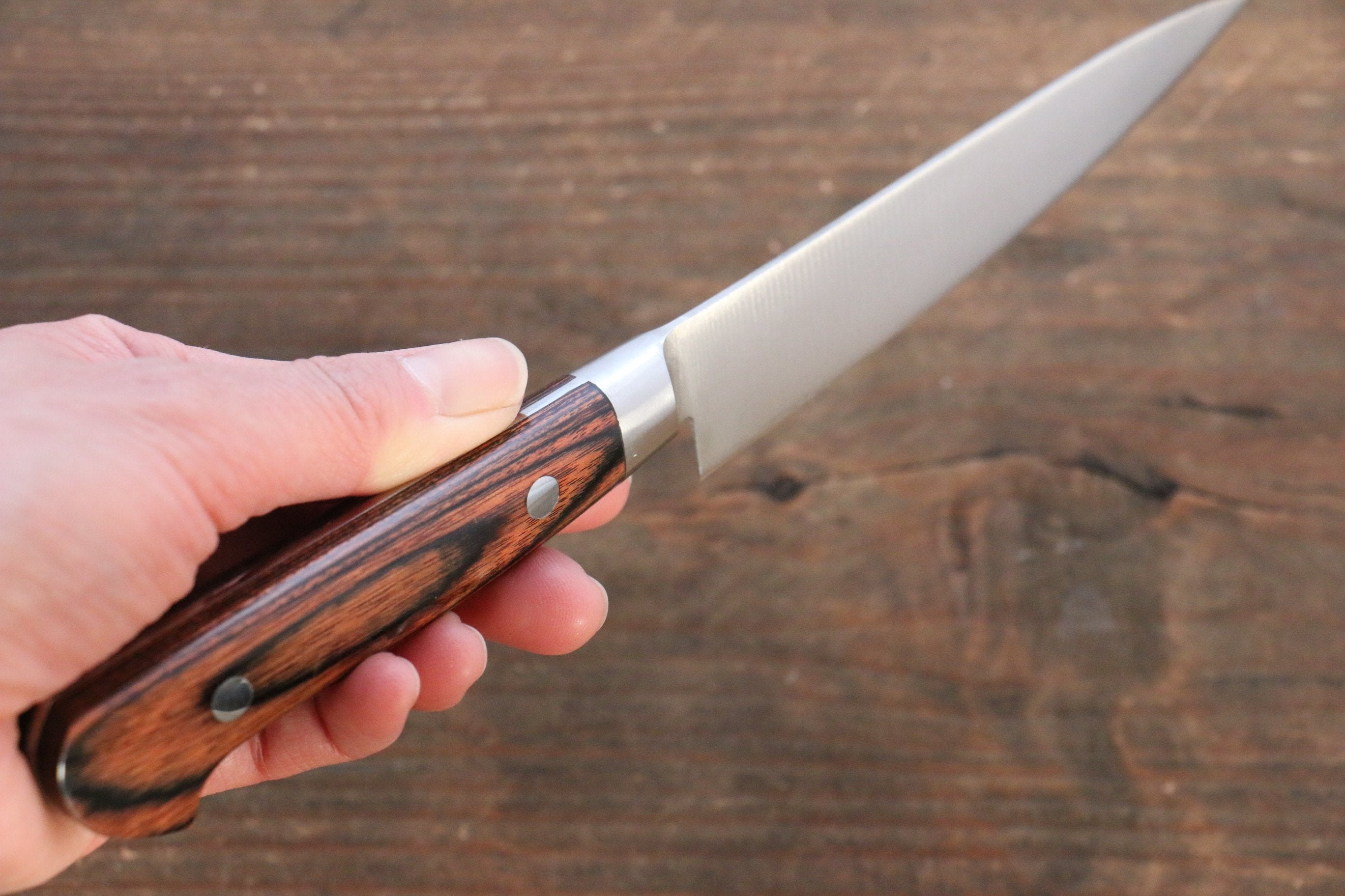 Premium Iseya Molybdenum Steel Japanese Chef Knife Set - 120mm Petty Knife & 210mm Gyuto Knife with Mahogany Wood Handle (Stainless Steel Ferrule) - Perfect for Home Cooking, Professional Kitchens & Sushi Preparation