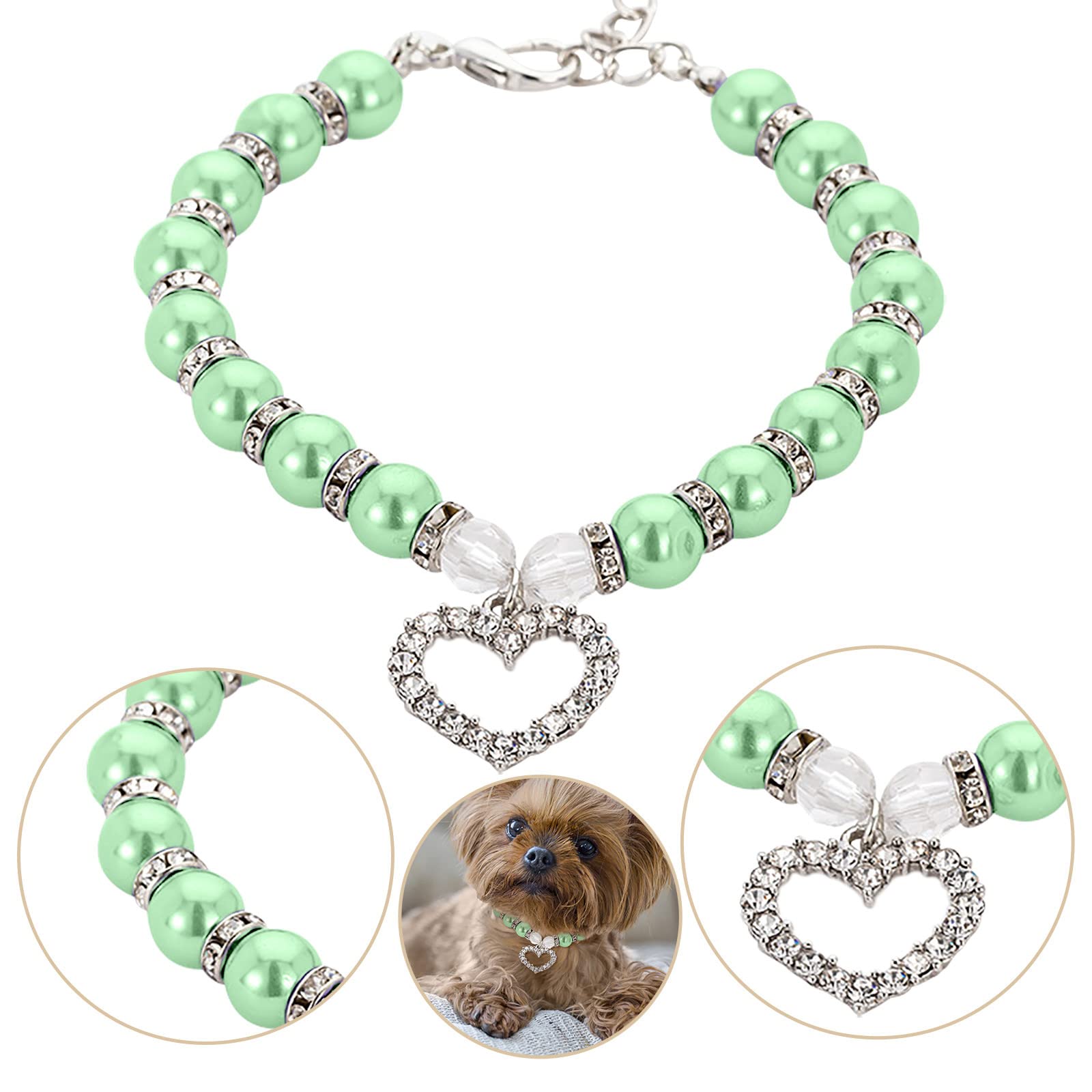 **Adjustable Nylon Dog Collar & Leash Set with Diamond Flash - Yellow, Mint Green Plaid with Bows - Small Size for Small Dogs & Cats - Perfect for Walks, Training & Fashion Accessories**