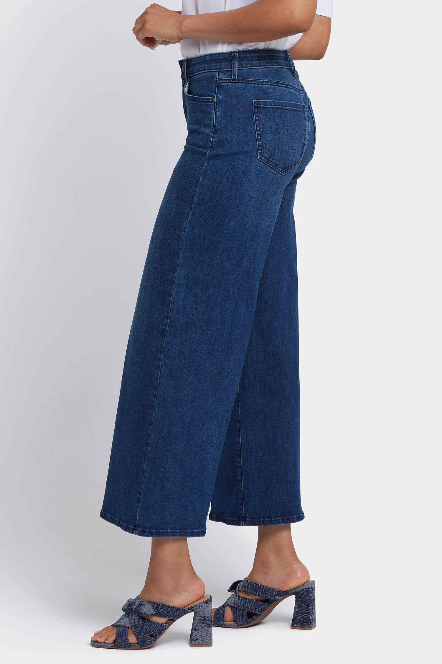 Brodi Women's Wide Leg Ankle Jeans - High Waisted Stretch Denim Pants in Ibiza Blue Wash | Casual Chic Outfit for Streetwear & Everyday Wear