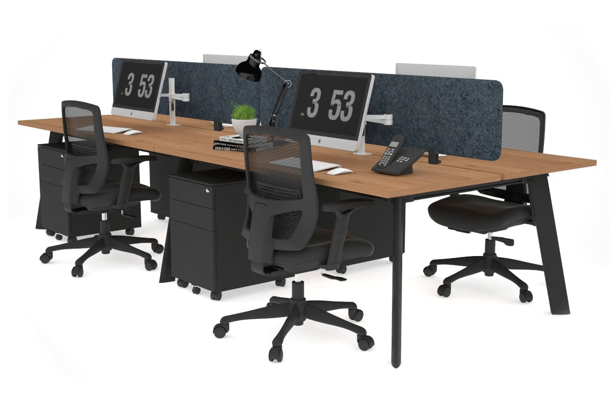 4-Person Workstation with Black Frame - 1600L x 700W Dimensions - Ideal for Office, Coworking Spaces & Home Offices