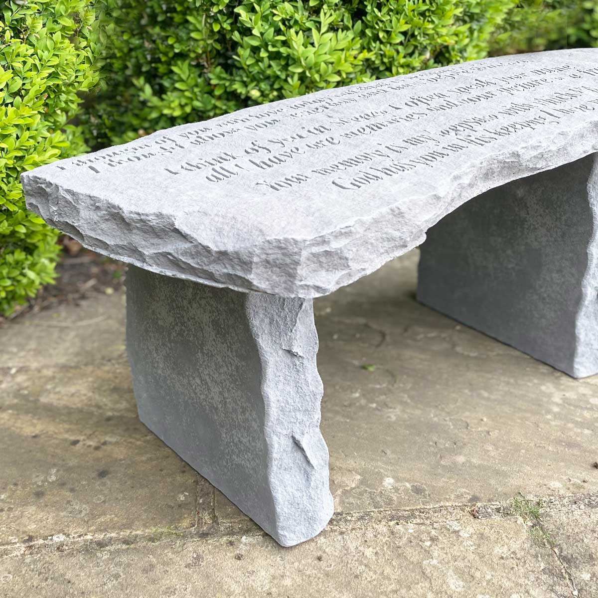 Personalized Engraved Stone Memorial Bench - Custom Outdoor Garden Bench for Loved Ones | Perfect for Parks, Cemeteries & Backyard Memorials
