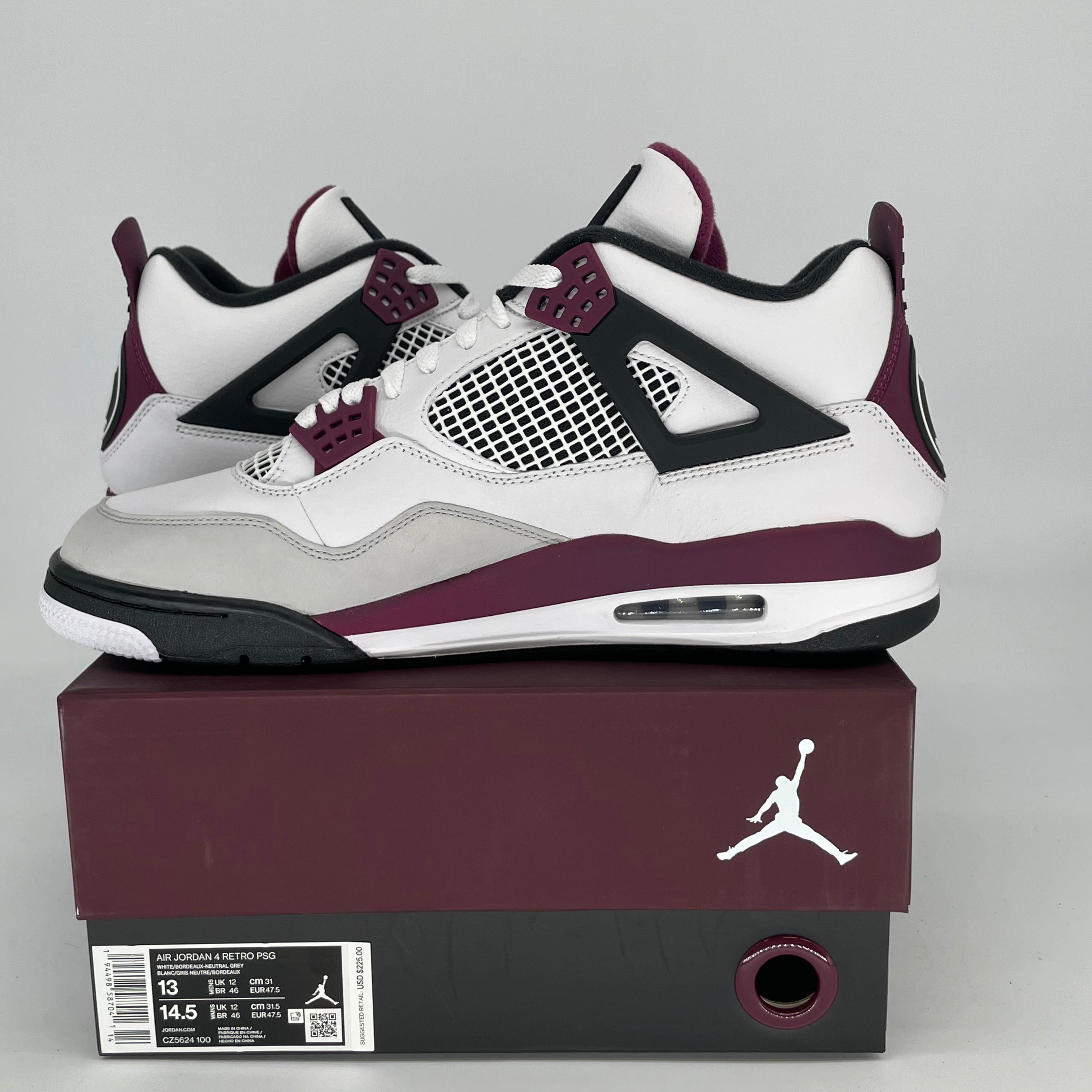 AIR JORDAN 4 PSG Paris Saint Germain Basketball Shoes Men's Size 13 - CZ5624 100 Authentic Sneakers for Sports & Streetwear Fashion