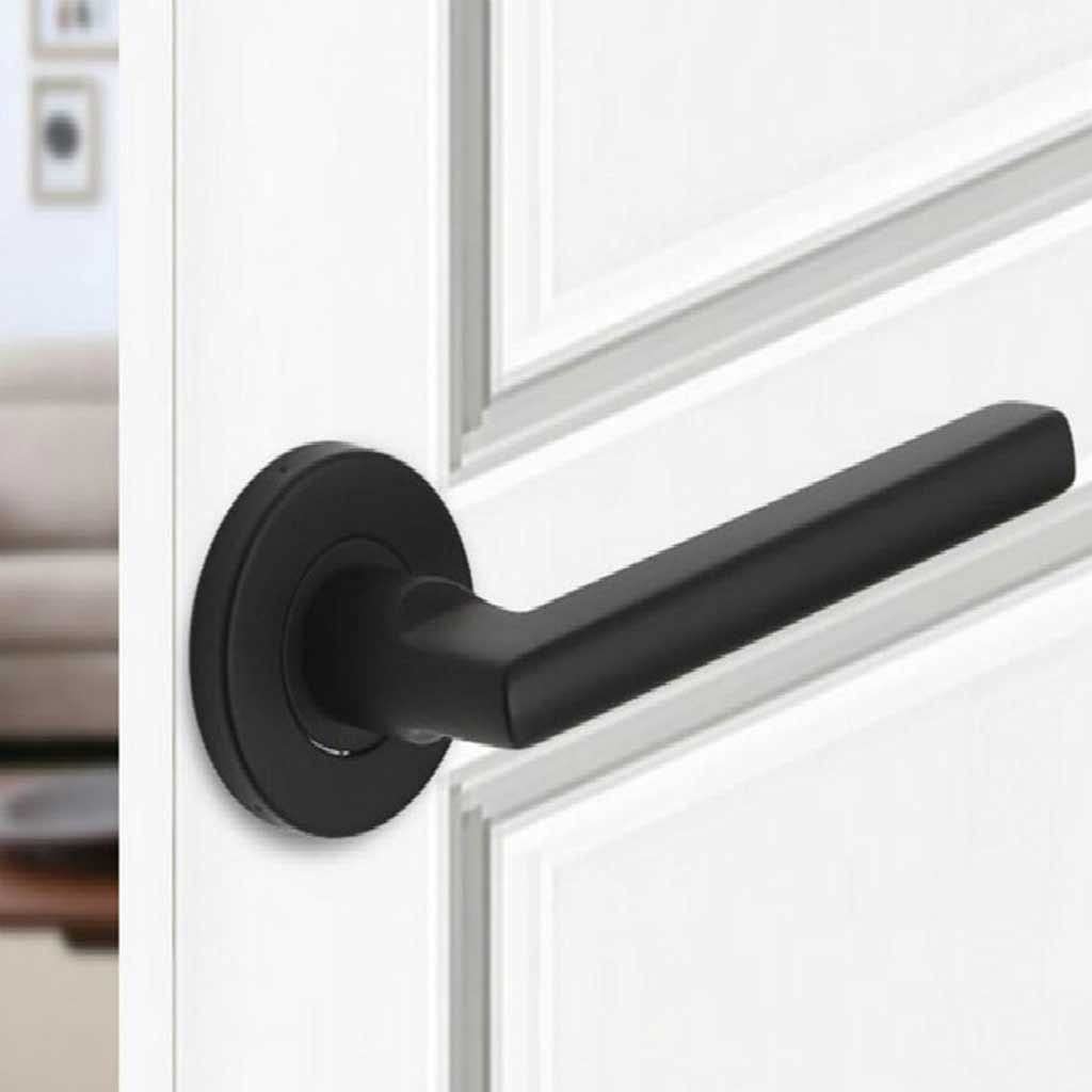 Black Interior/Exterior Door Handles - No Lock for Home & Office