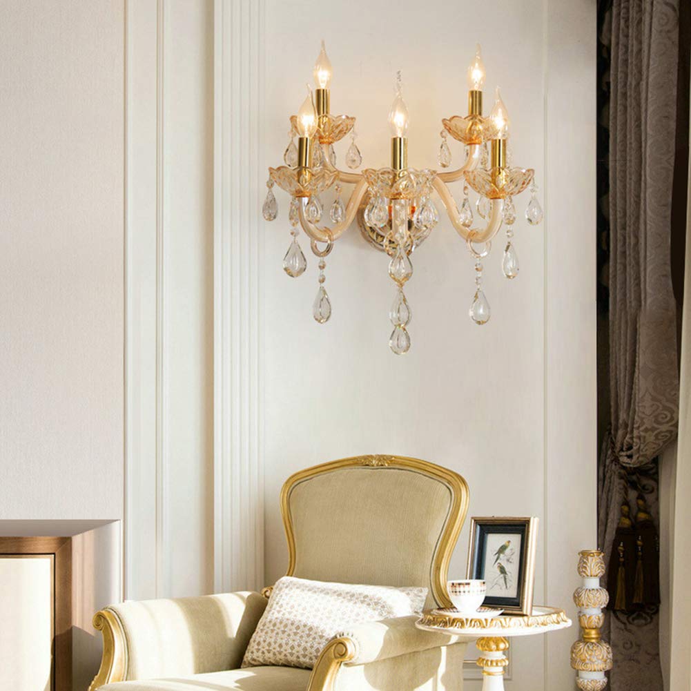 5-Light Crystal Wall Sconce Lighting - Elegant Art Deco Wall Lamp for Dining Room & Bedroom | Perfect for Home Decor, Living Room Accent, and Hallway Lighting