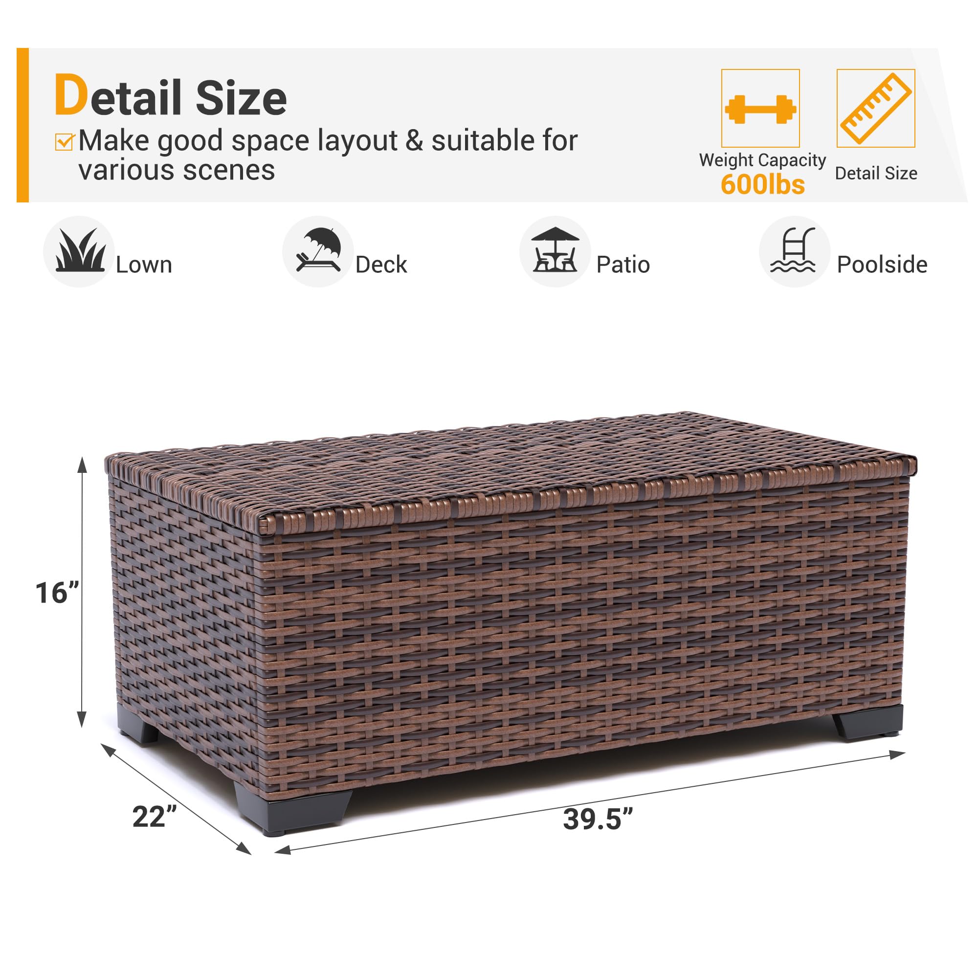 **All-Weather Outdoor Storage Coffee Table - Waterproof Wicker Patio Side Table with Cover for Garden, Toys & Accessories | Perfect for Poolside, Deck & Backyard Relaxation**