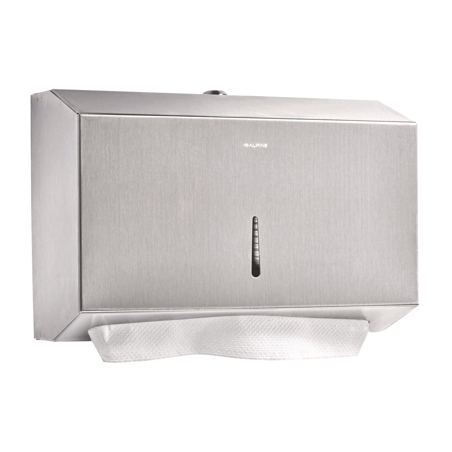 Alpine Industries Horizontal C-Fold Paper Towel Dispenser - Brushed Nickel (7.08