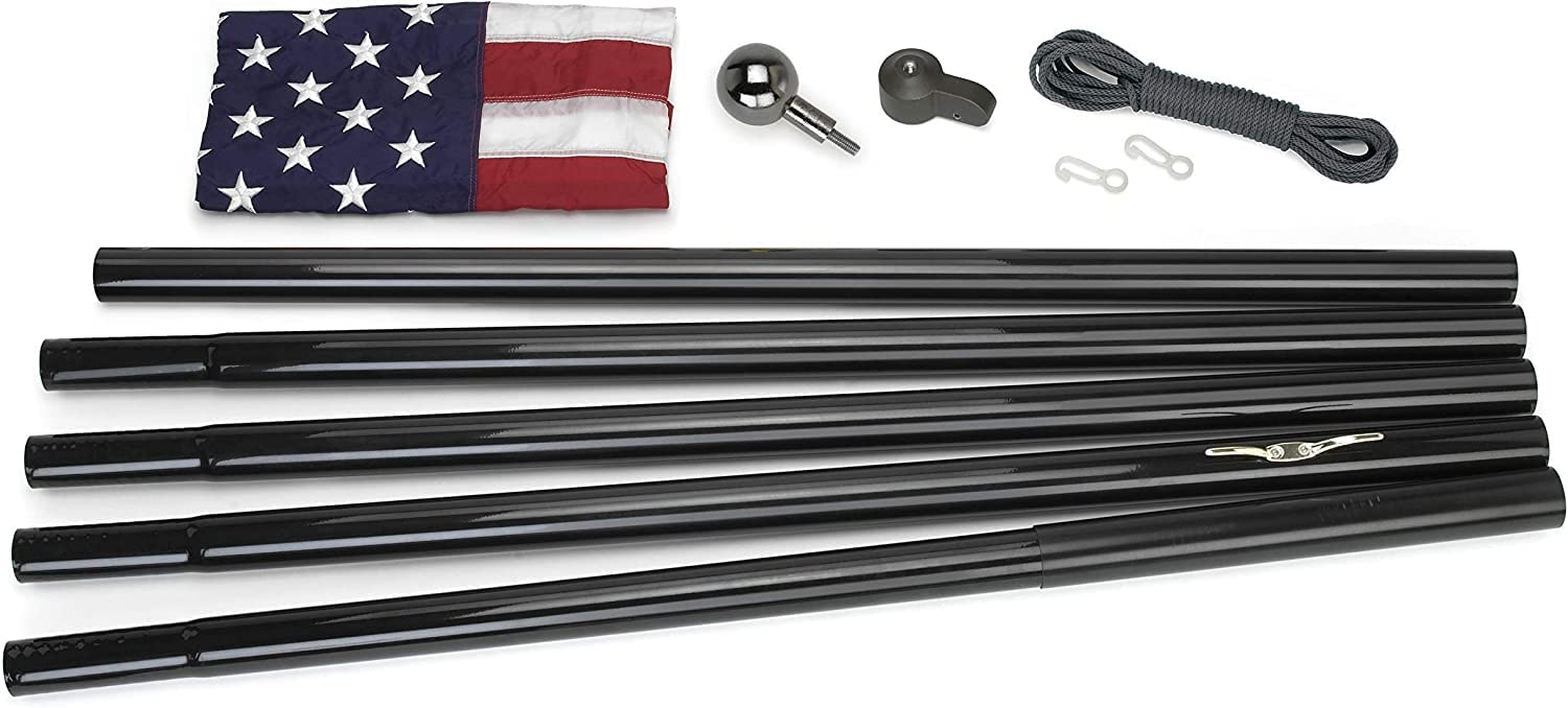 18FT Heavy Duty Flag Pole Kit for Outside – Durable US Steel Flag Poles for Outdoors, In-Ground Installation, All American Pole with 4x6 Embroidered Flag – Perfect for Residential, Commercial & Patriotic Displays – Made in USA by Rushmore