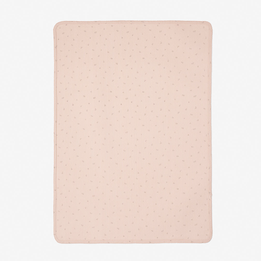 Soft Organic Cotton Blush Floral Pointelle Baby Blanket - Breathable & Hypoallergenic for Nursery, Stroller, and Swaddling