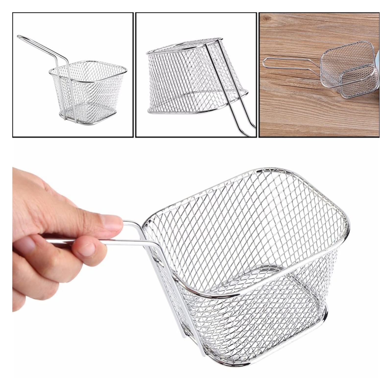 8PCS Stainless Steel French Fry Baskets - Deep Fryer Basket for Chicken, Potato Chips & Food Strainer - Durable Kitchen Cooking Tools for Restaurants & Home Use