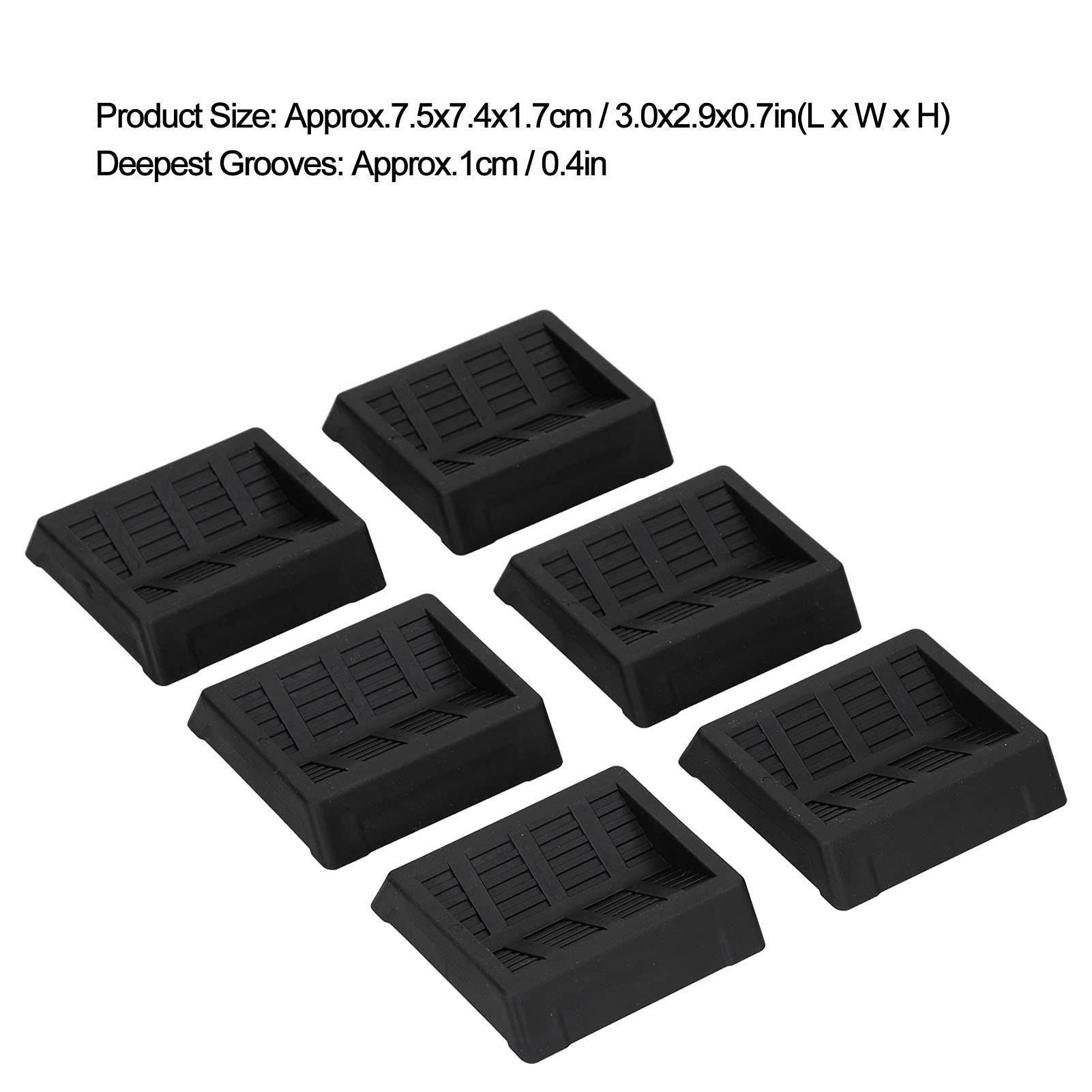 6PCS Black Rubber Caster Cups - Heavy Duty Furniture Coasters for Bed, Chair, Sofa & Cabinet | Prevents Floor Scratches & Noise Reduction | Perfect for Hardwood Floors & Carpet Protection