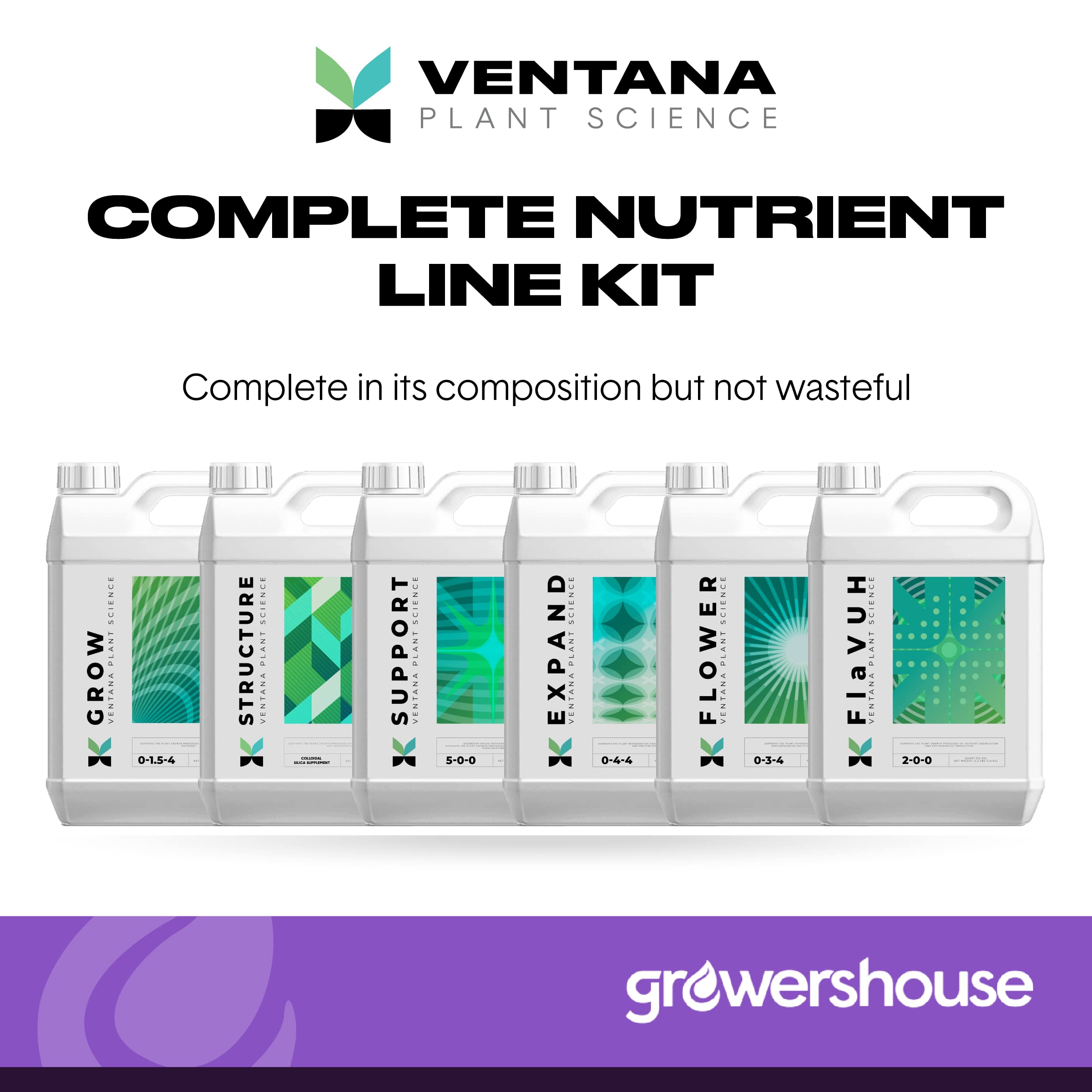 Premium VPS Complete Nutrient Line Kit - Grow, Structure, Support, Expand & Flower Plant Food - Organic Indoor & Outdoor Gardening Fertilizer for Hydroponics, Vegetables, Herbs & Houseplants