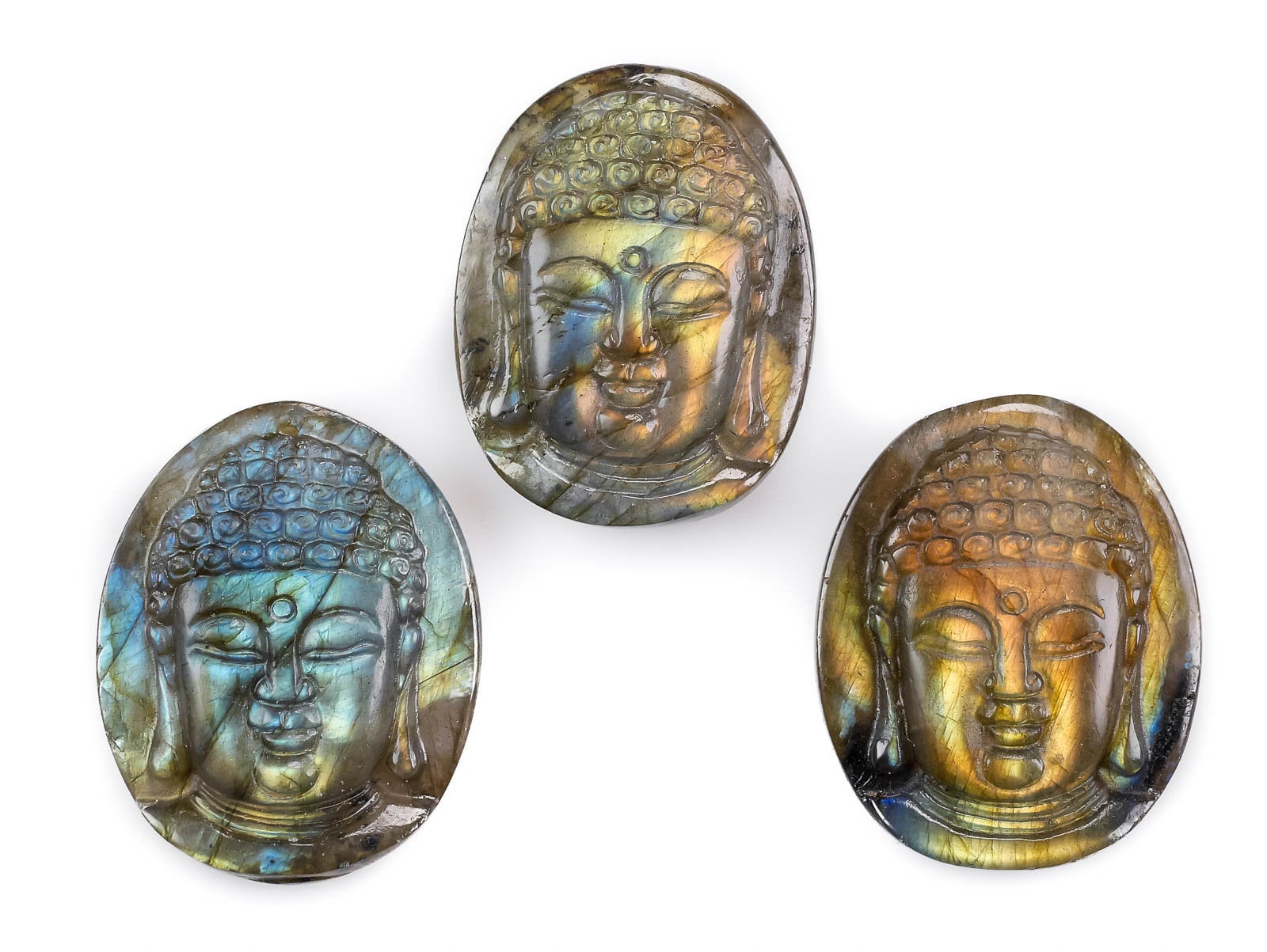 LABRADORITE Crystal Cabochon Buddha Head - Handcrafted Stone Carving for Jewelry Making, Meditation Decor & Spiritual Gifts | Perfect for Pendants, Home Altars & Healing Crystal Collections