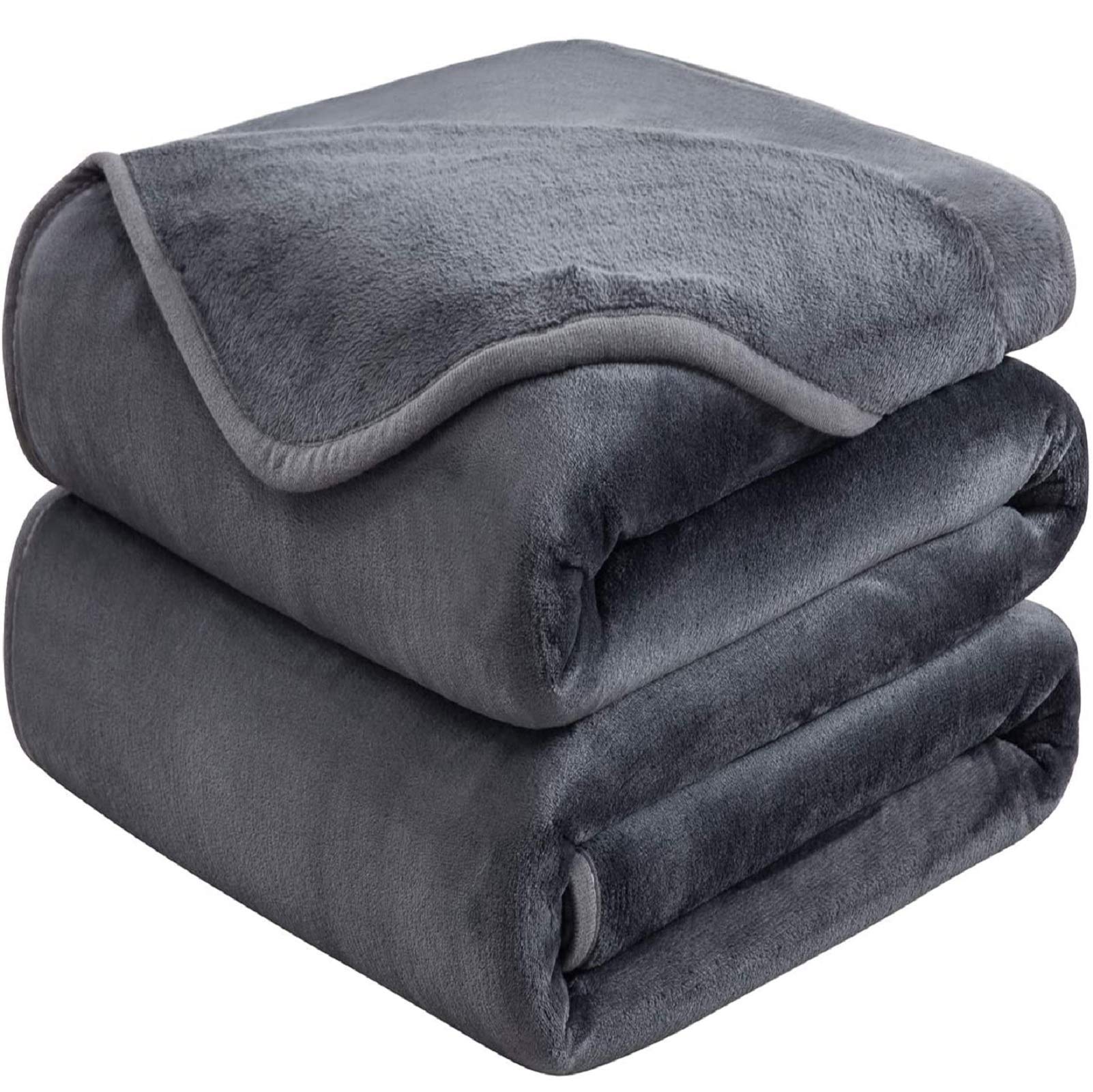 Soft Queen Size Blanket - All Season Microplush Fleece Blanket (90x90 Inches, Dark Gray) for Bed, Couch & Sofa - Lightweight & Warm for Summer, Fall, Winter, Spring - Perfect for Cozy Nights, Movie Time & Guest Room Comfort