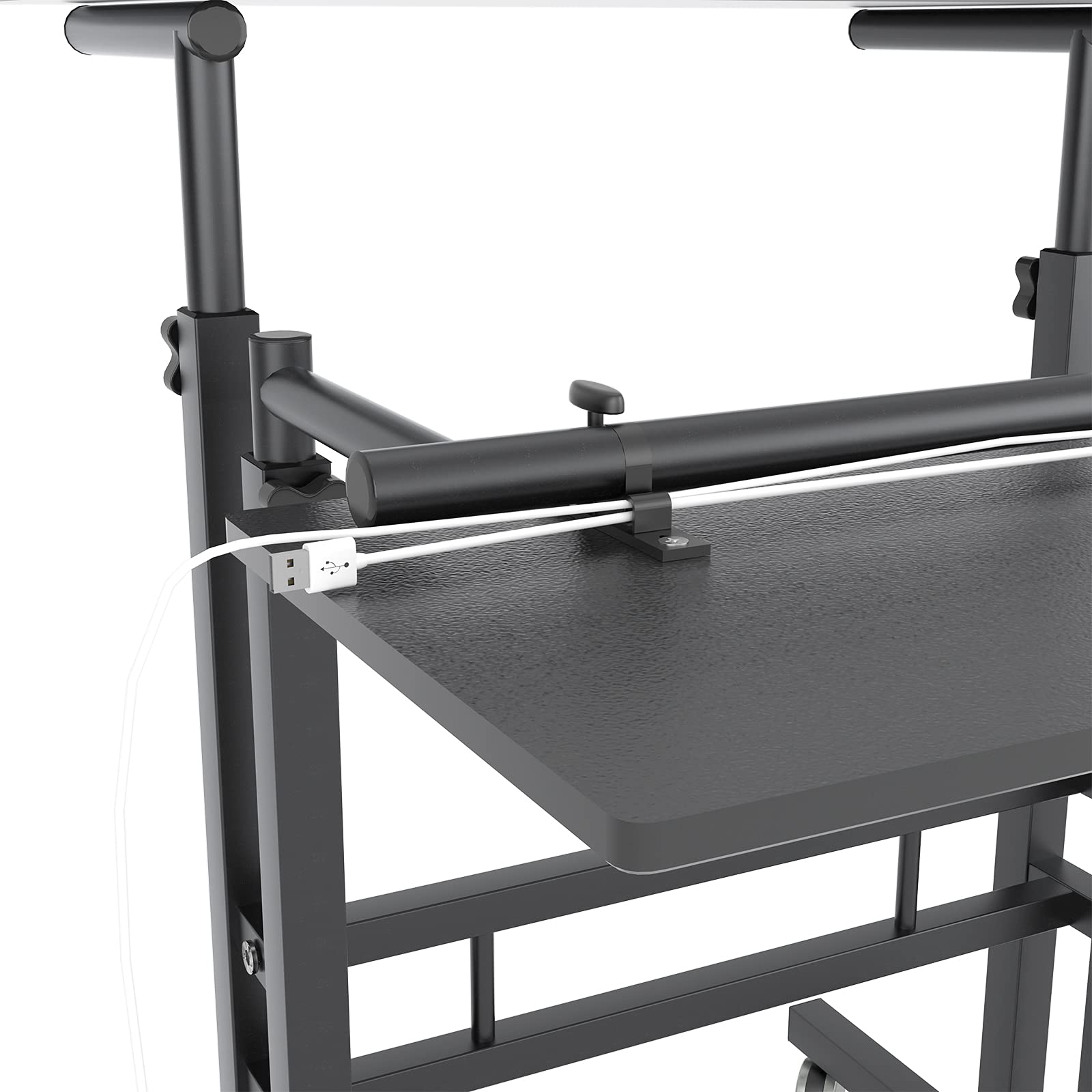 Adjustable Mobile Standing Desk on Wheels - Black 101-BK for Home & Office