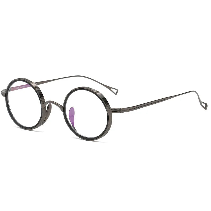 Stylish Aimee Unisex Full Rim Round Titanium Acetate Eyeglasses Frame 112122 - Lightweight & Durable for Work, Reading & Everyday Wear