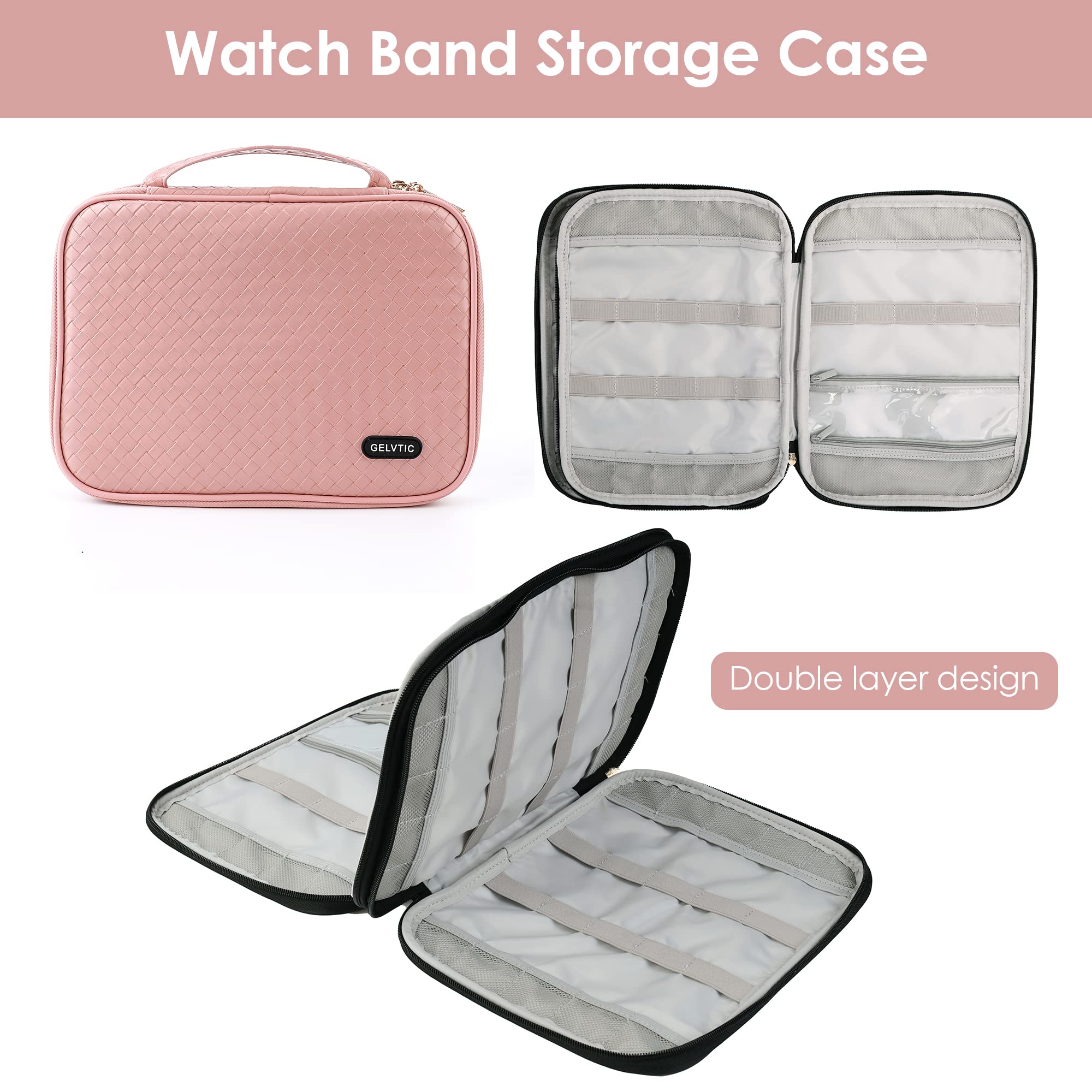 Premium Leather Watch Strap Storage Case - Holds 35 Watch Bands, Organizer for Apple Watch Straps & Smartwatch Accessories | Perfect for Travel, Home Storage & Watch Collection Display