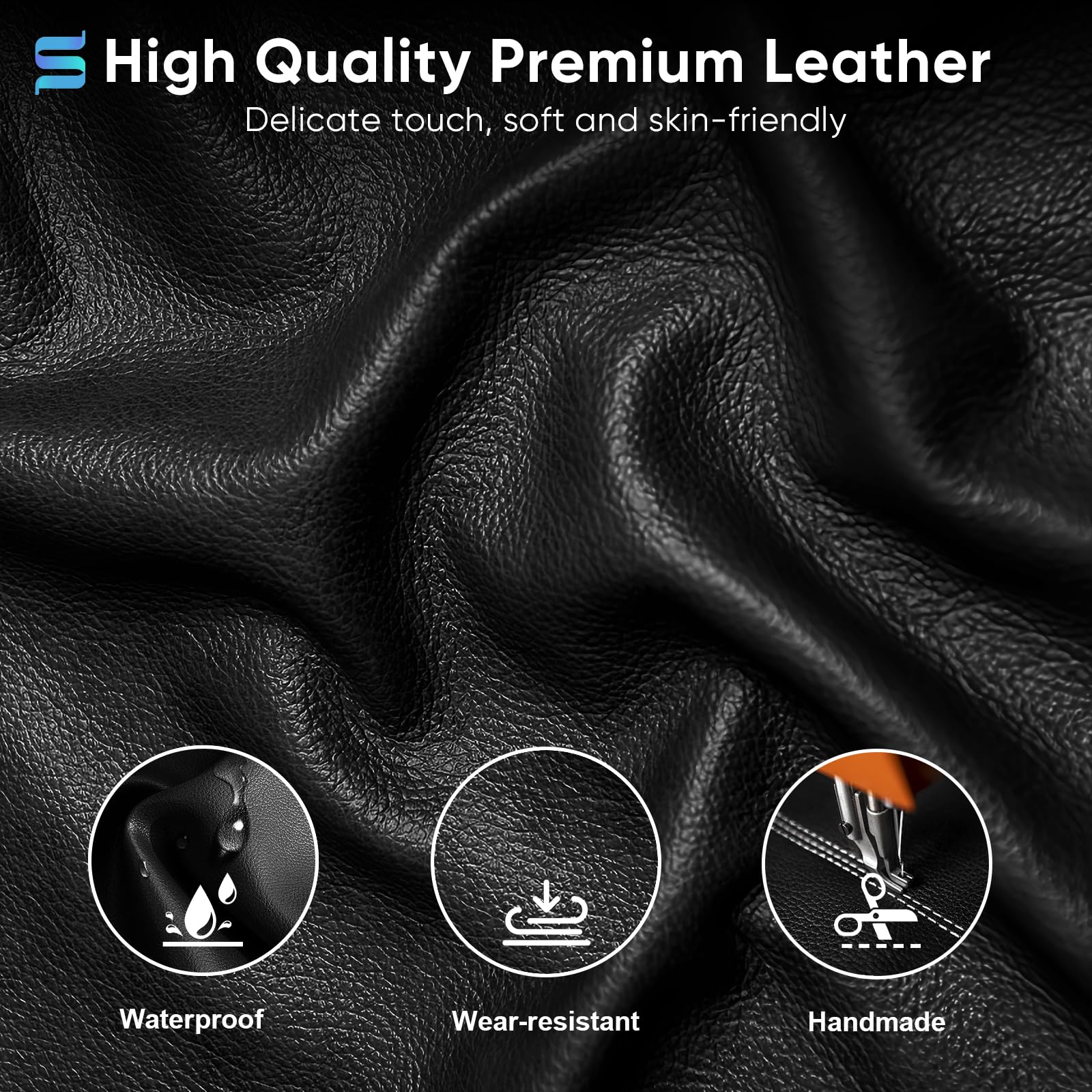 Premium Executive Leather Office Chair - Adjustable Headrest, Flip-Up Padded Arms & Lumbar Support - Ergonomic Swivel Desk Chair with Height & Tilt Adjustment - Black - Perfect for Home Office, Conference Rooms & Executive Suites