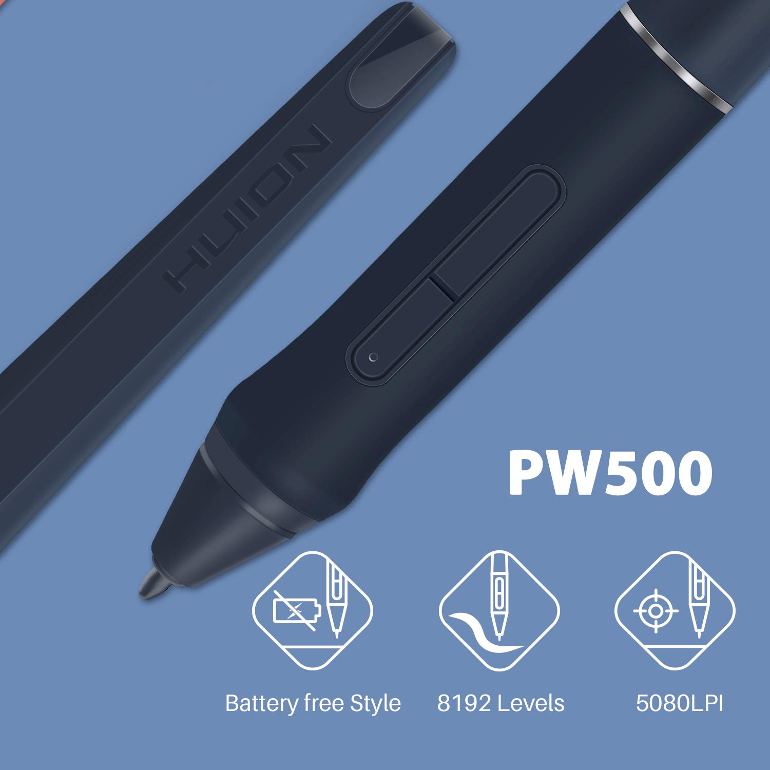 HUION HS611 Digital Drawing Tablet with 8192 Pressure Sensitivity, 8 Multimedia Keys & 10 Express Keys - Android Compatible Graphics Pen Tablet for Artists & Designers (Blue) - Perfect for Digital Art, Animation & Graphic Design