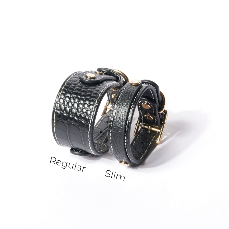 Premium Slim Obsidian Leather Dog Collar - Stylish & Durable for Small to Medium Dogs - Perfect for Daily Walks, Training & Outdoor Adventures