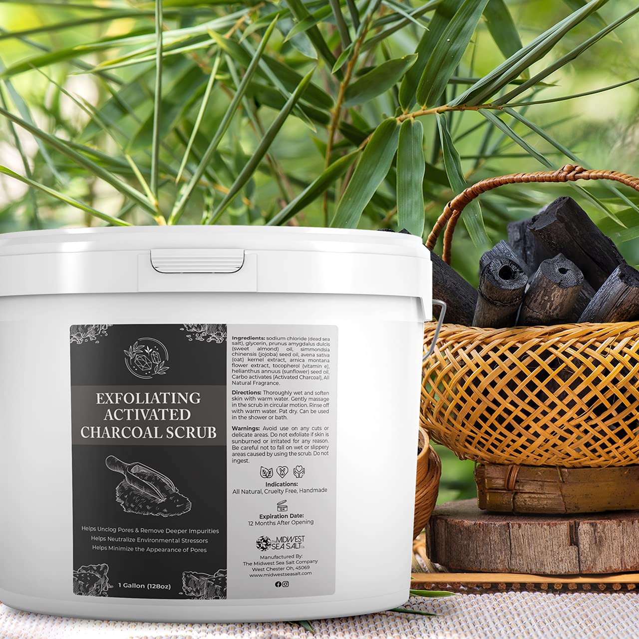 Exfoliating Activated Charcoal Face Scrub with Rose Absolute - 128oz Large Size - Deep Cleansing & Pore Minimizing for Acne-Prone Skin - Perfect for Daily Skincare Routine & Spa Treatments