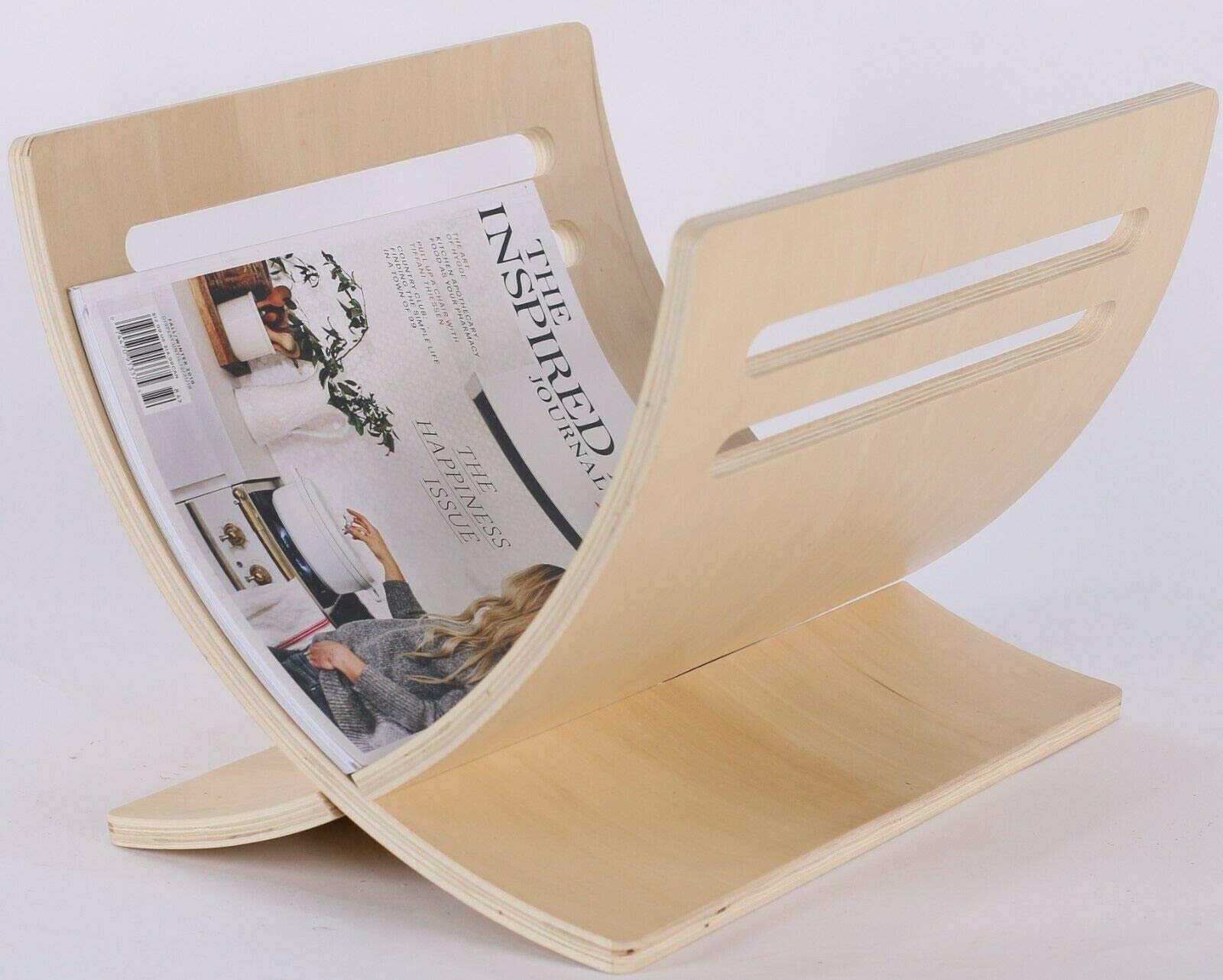 GXP Solid Wood Magazine Rack Holder - White, Brown or Natural Color - Perfect for Living Room, Office & Library Organization