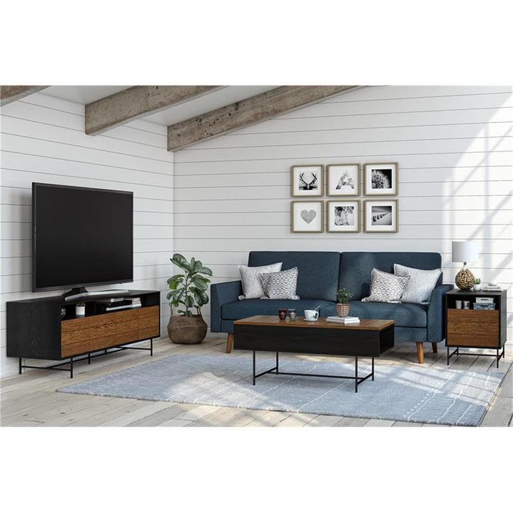 Ameriwood Home Reznor End Table - Black Oak Finish, Small Side Table for Living Room, Bedroom, or Office - Modern Nightstand with Sturdy Wood Construction