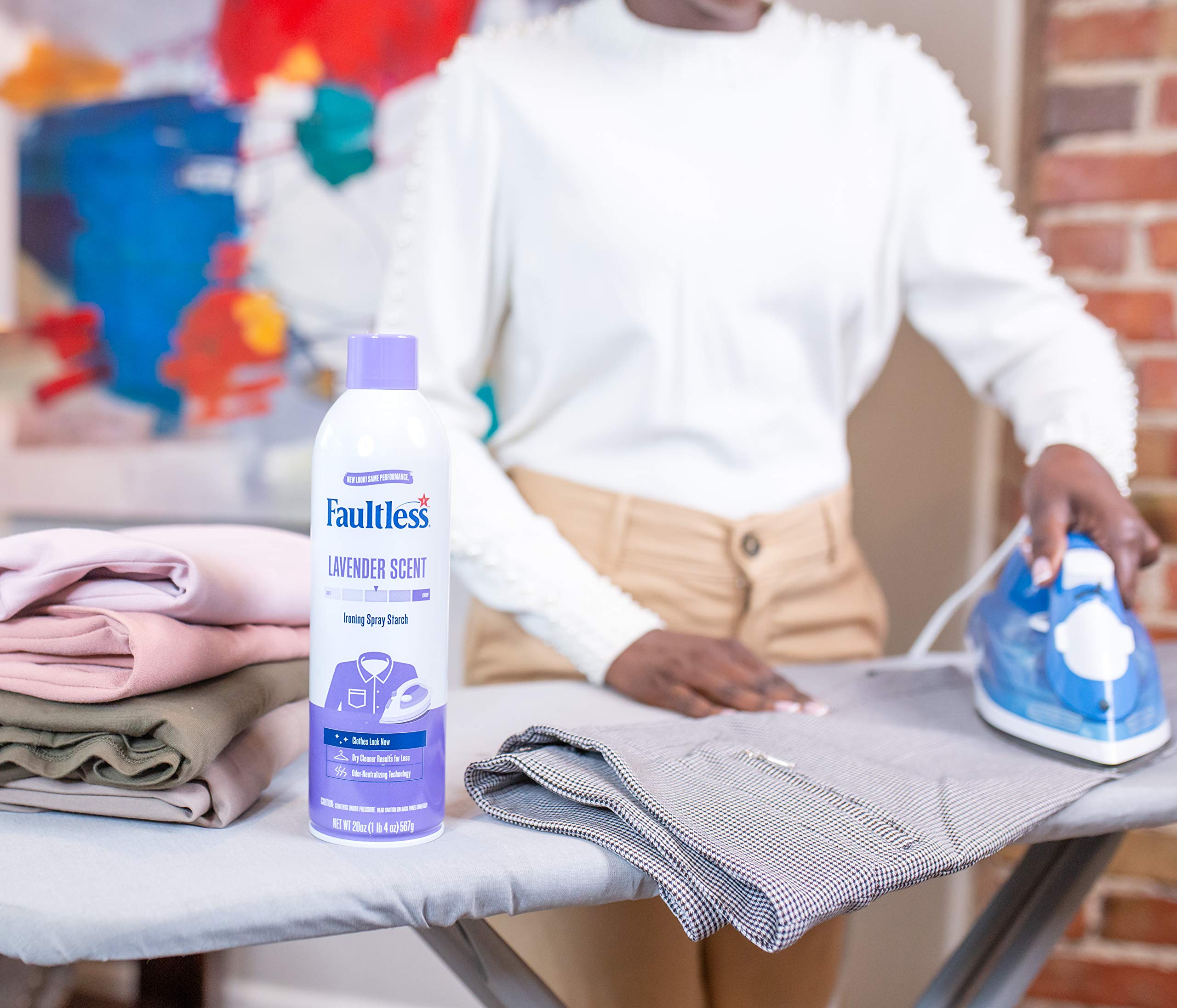 Faultless Lavender Spray Starch 20oz (Pack of 4) - No Residue Ironing Aid for Smooth Clothes & Fabrics | Perfect for Crisp Dress Shirts, Table Linens & Formal Wear