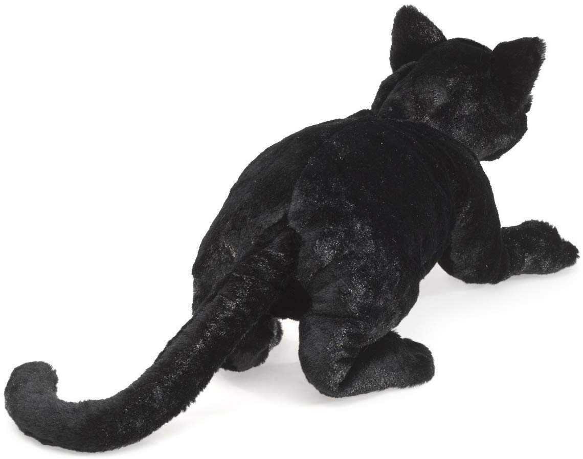 Folkmanis Black Cat Hand Puppet - Realistic & Interactive Plush Toy for Kids & Adults - Perfect for Storytelling, Education & Playtime Fun
