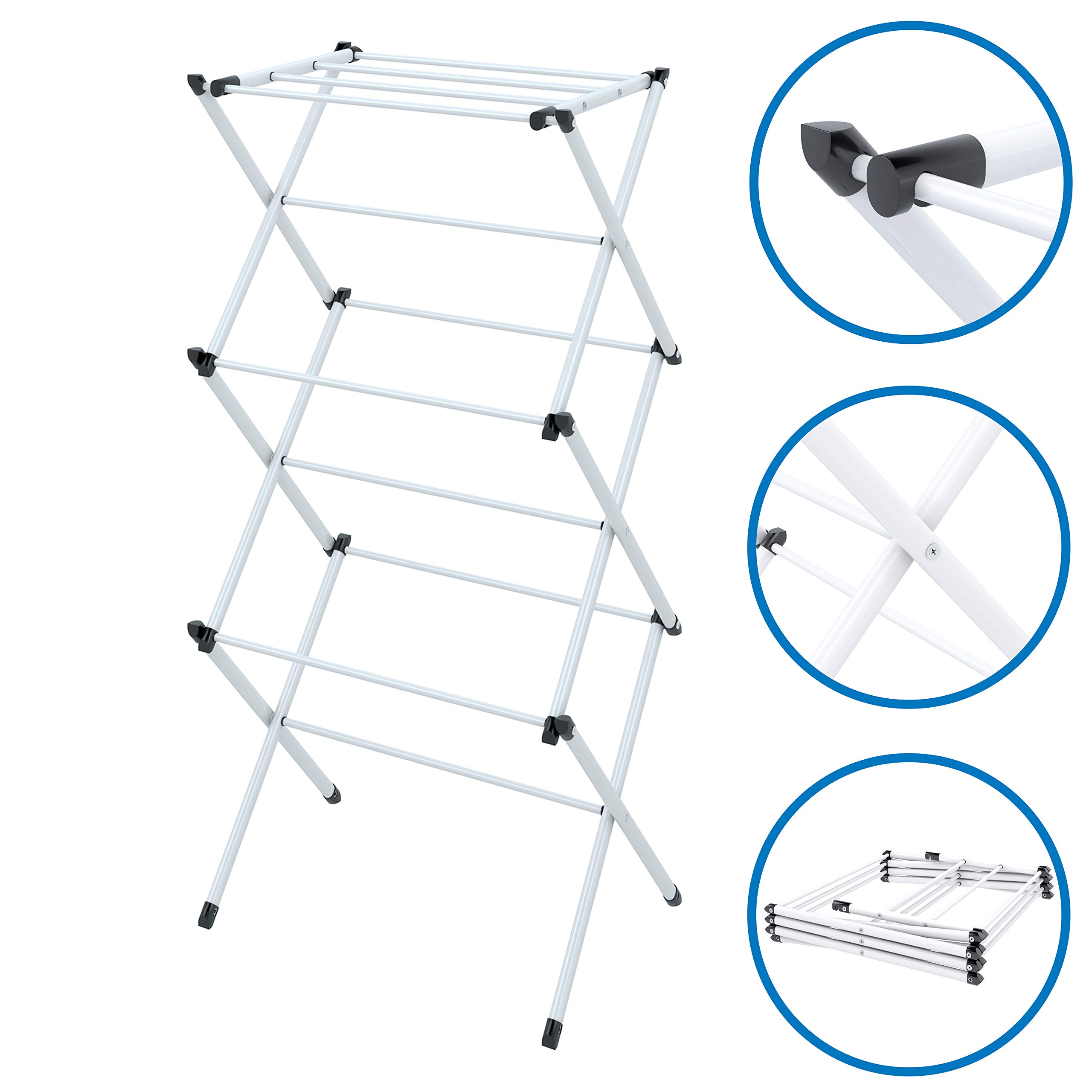 Foldable Clothes Drying Rack - Space Saving Laundry Airer for Indoor & Outdoor Use - White Collapsible Garment Organizer - Perfect for Apartments, Dorms, Travel & Small Spaces