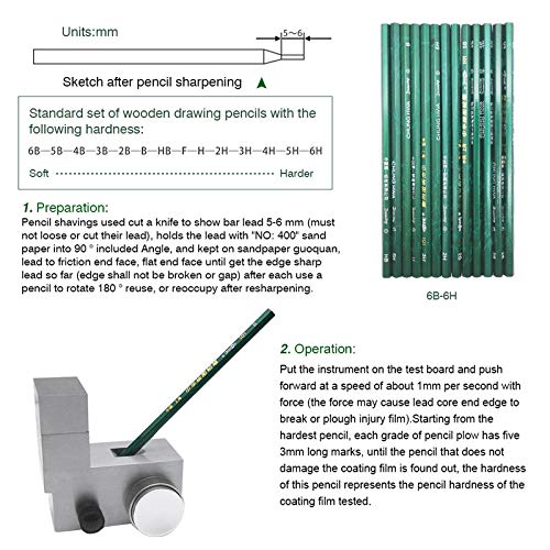 CGOLDENWALL QHQ-A Pencil Hardness Tester Kit - 13 Pencils & 500/750/1000g Weights for Paint, Coating Film Scratch Resistance Testing | Perfect for Automotive, Furniture & Industrial Surface Quality Control